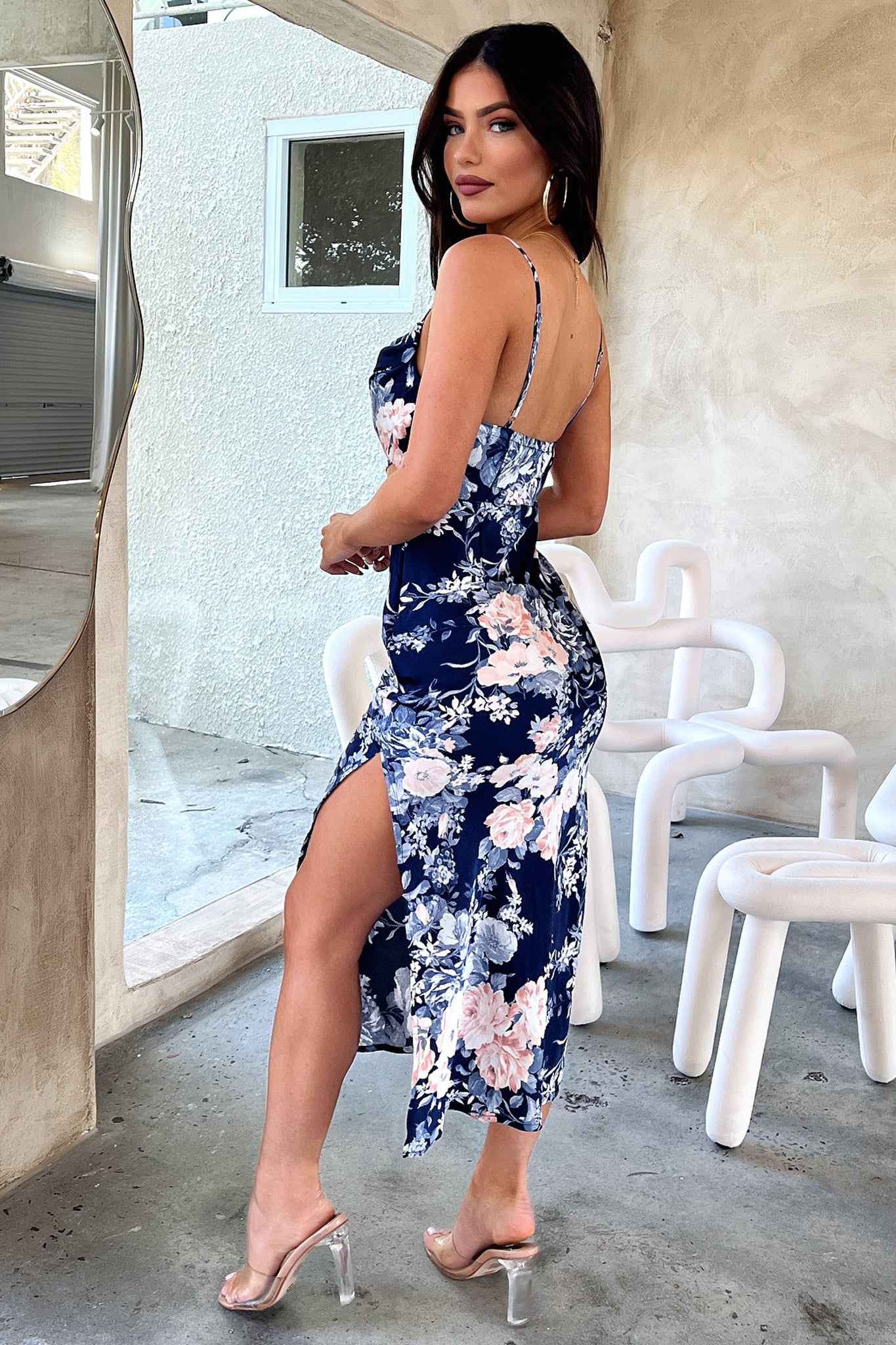 Florence Midi Dress - Blue Floral-Coutiqo