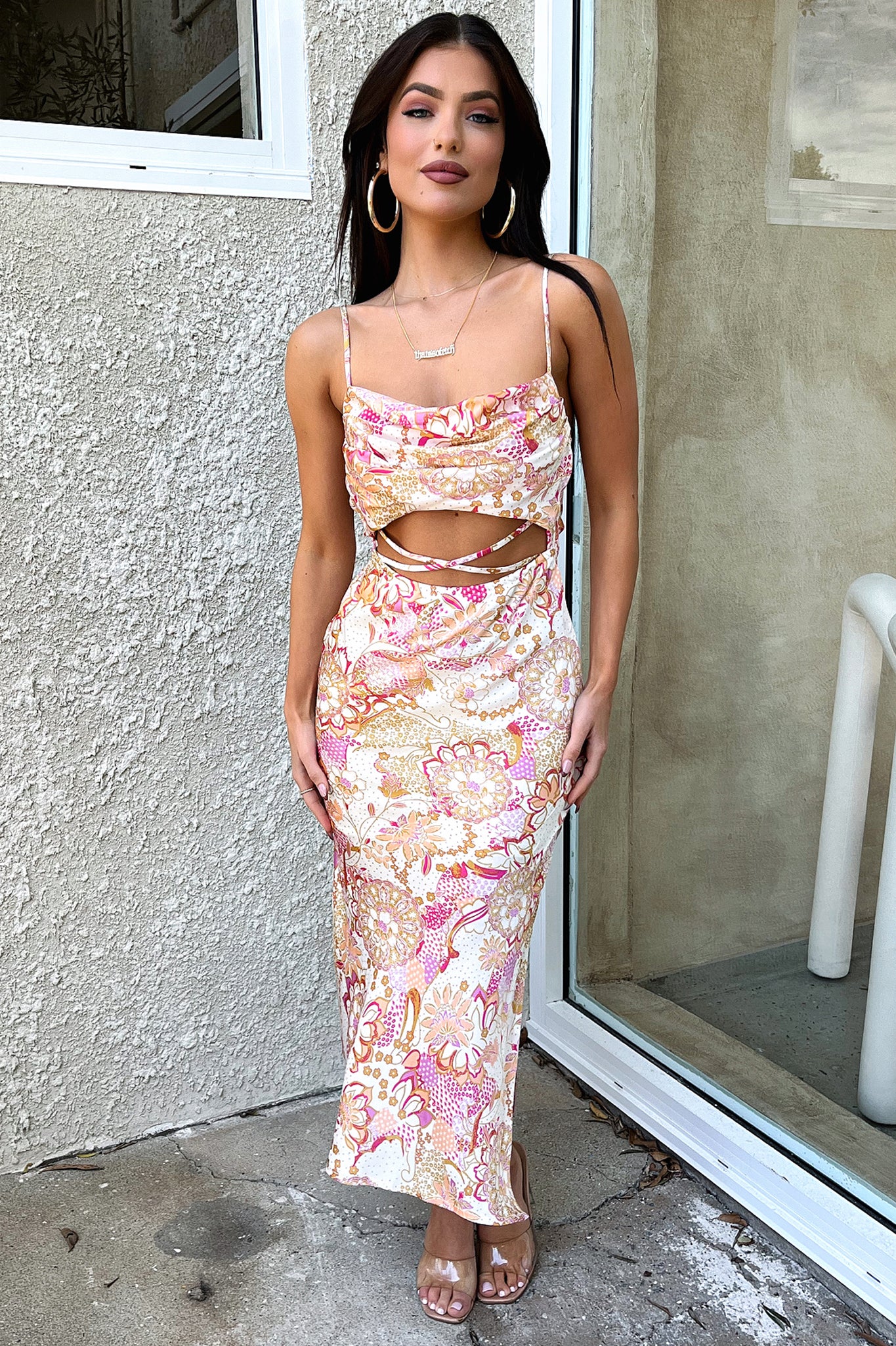 Florence Midi Dress - Pink Floral-Coutiqo