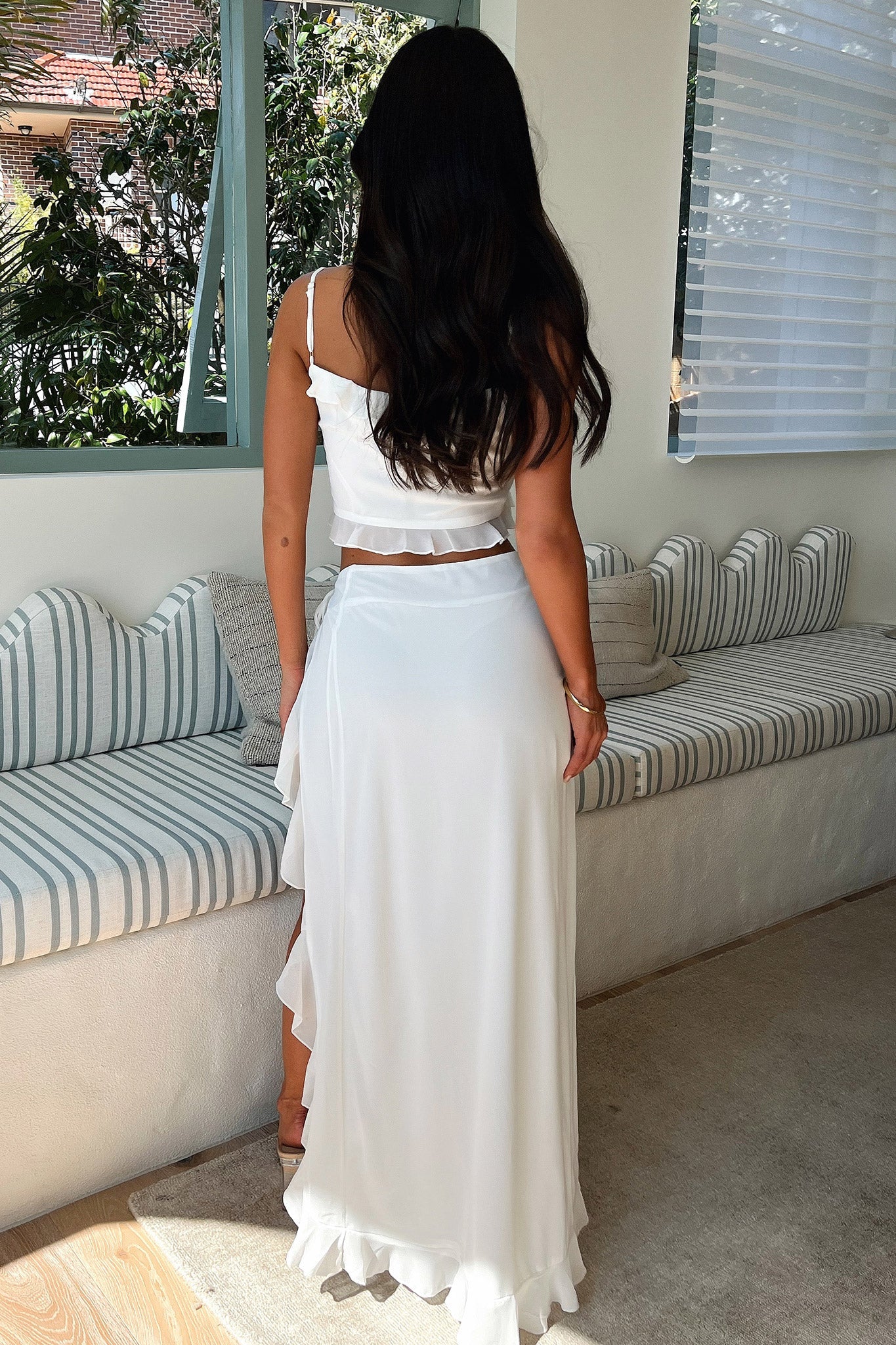 Flores Maxi Skirt - White-Coutiqo