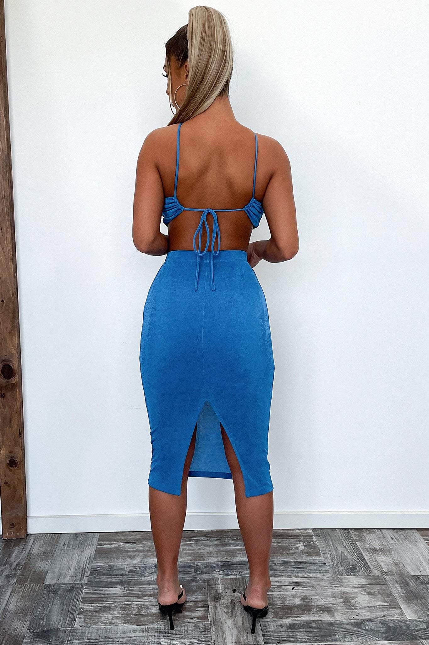 Fumes Midi Skirt - Blue-Coutiqo