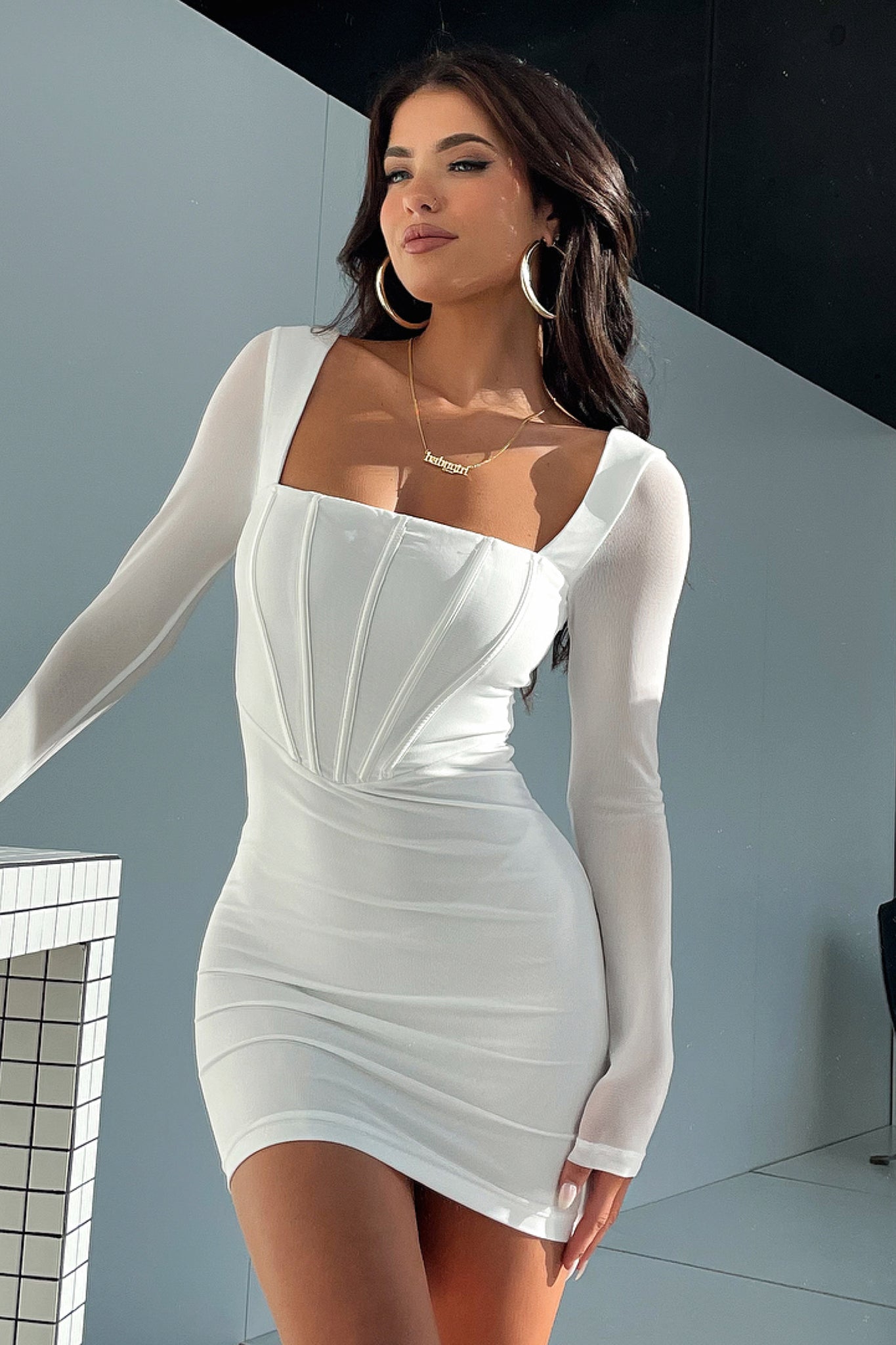 Gilmore Dress - White-Coutiqo