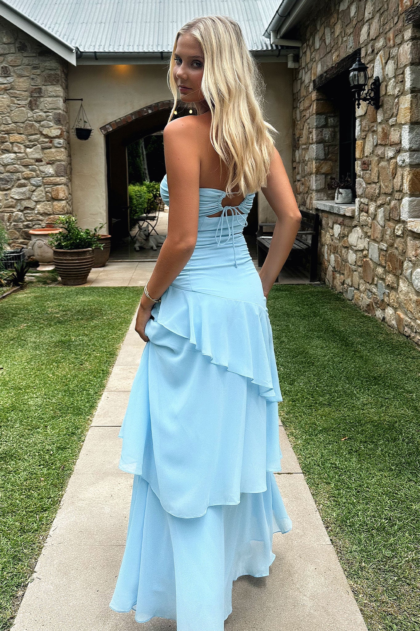 Gretta Strapless Maxi Dress - Blue-Coutiqo