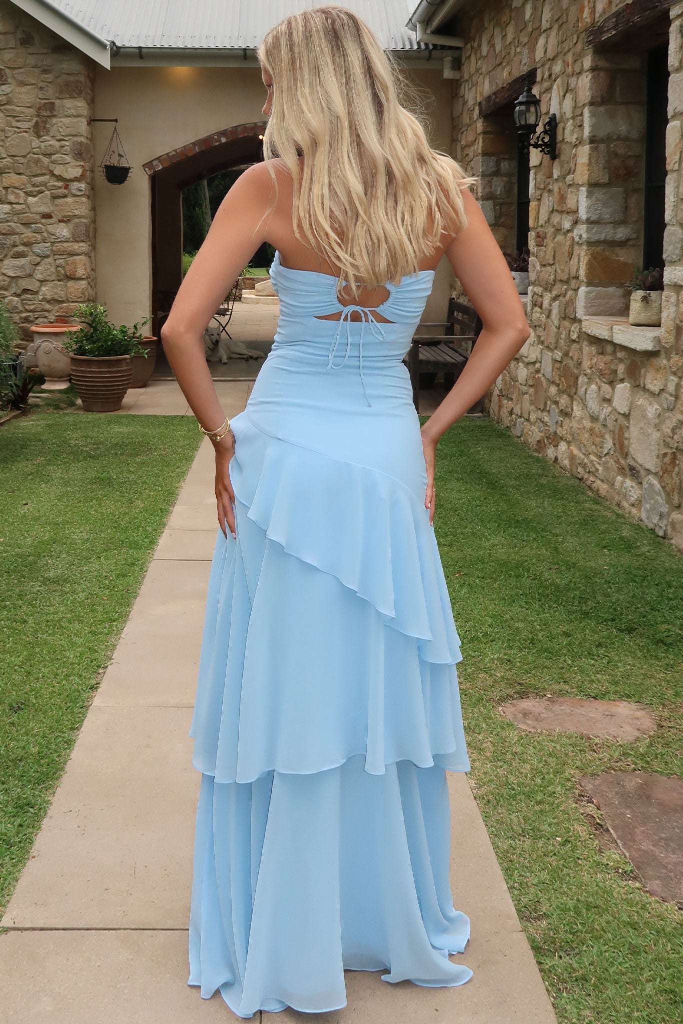 Gretta Strapless Maxi Dress - Blue-Coutiqo