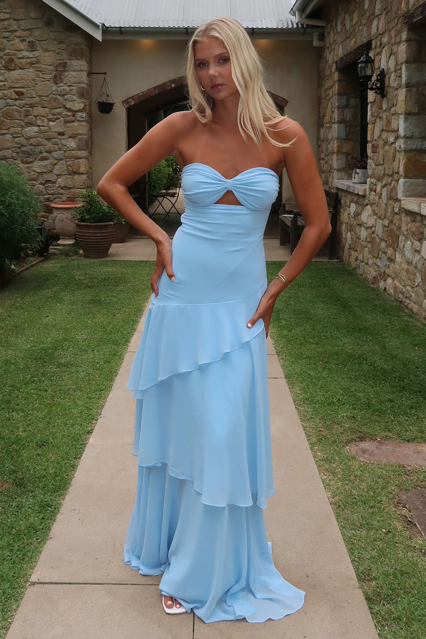 Gretta Strapless Maxi Dress - Blue-Coutiqo