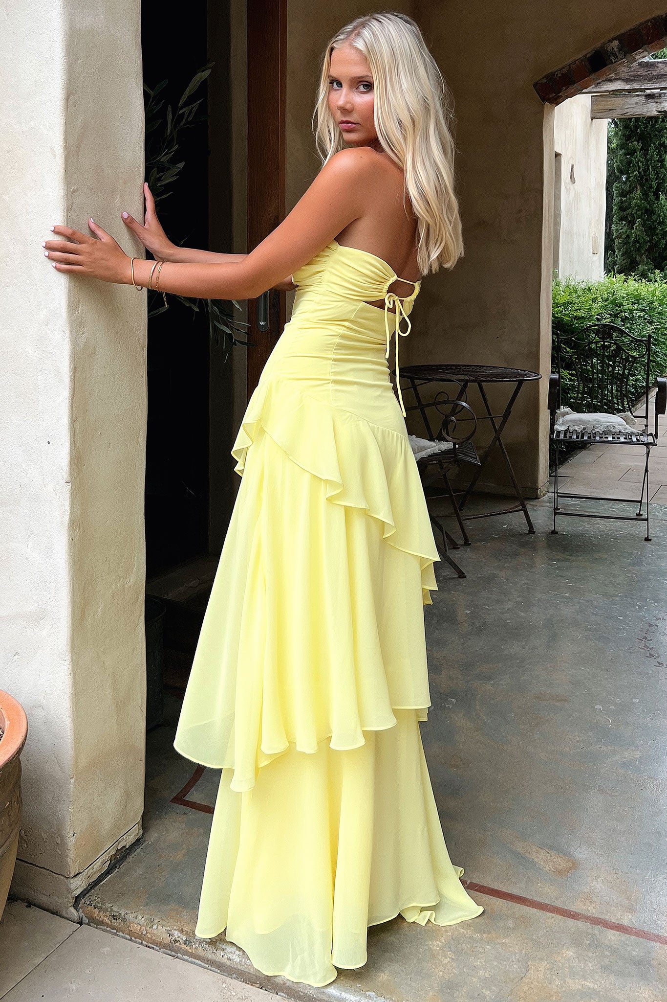Gretta Strapless Maxi Dress - Yellow-Coutiqo