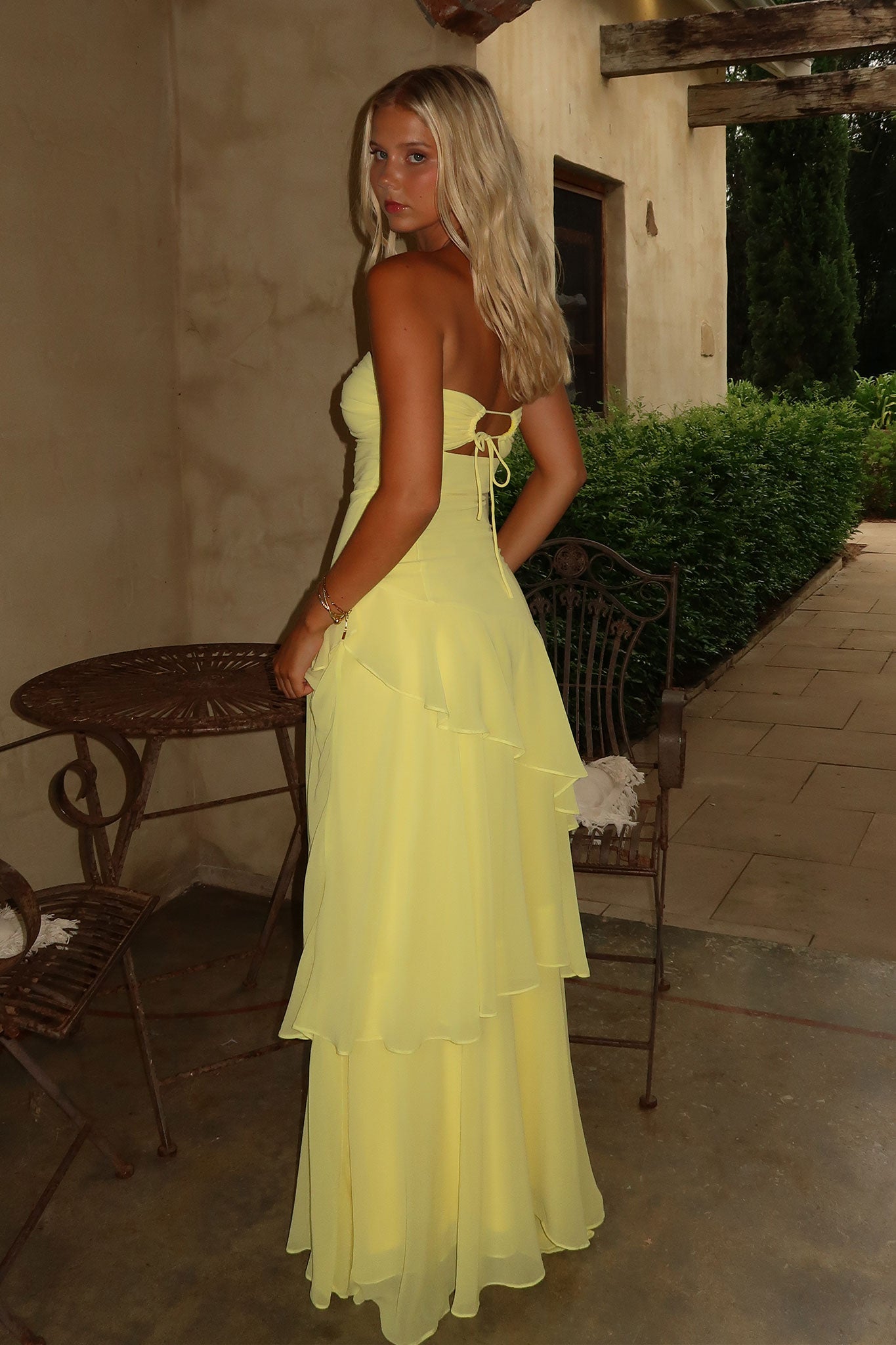 Gretta Strapless Maxi Dress - Yellow-Coutiqo