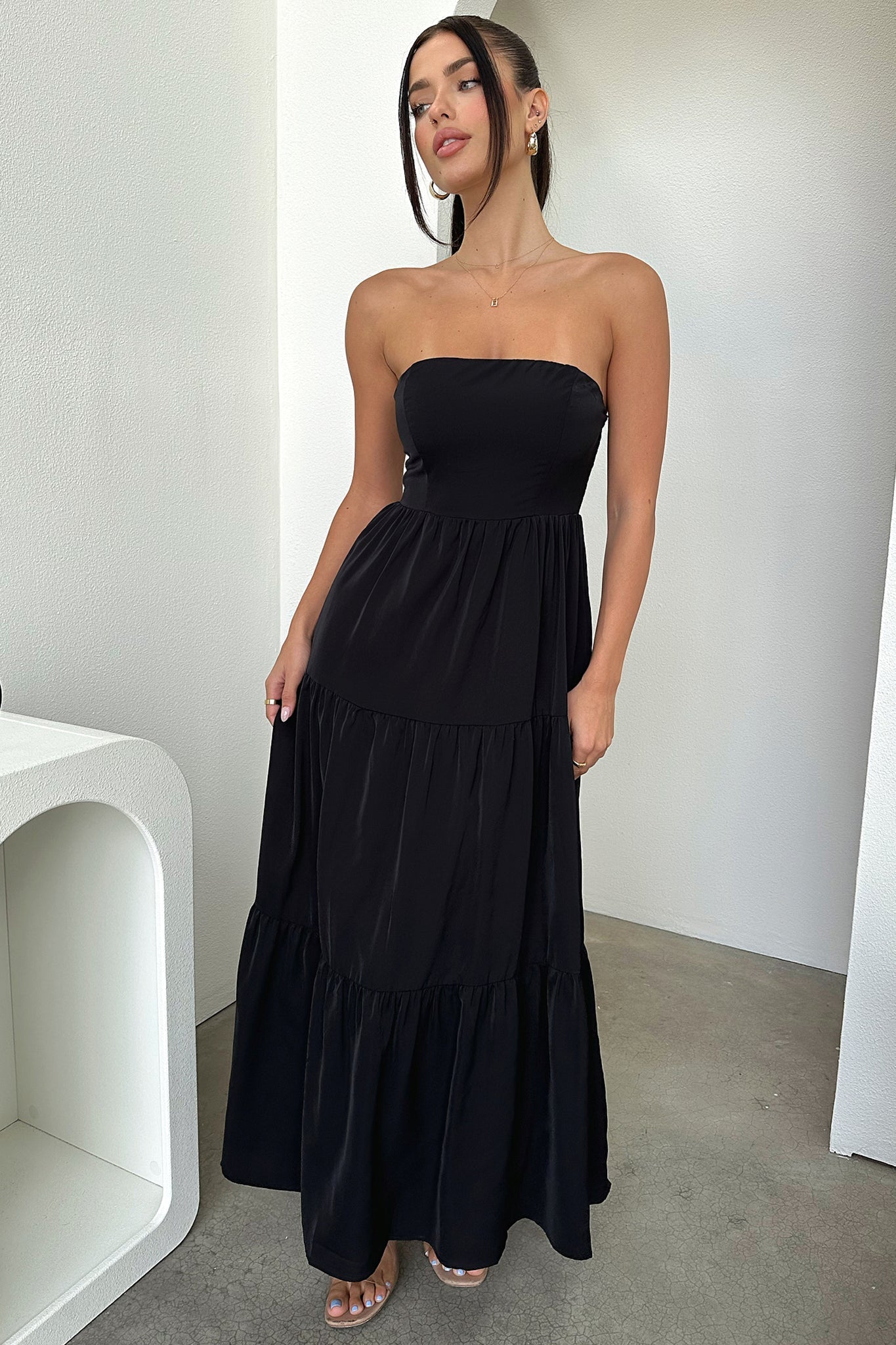 Hailey Maxi Dress - Black-Coutiqo