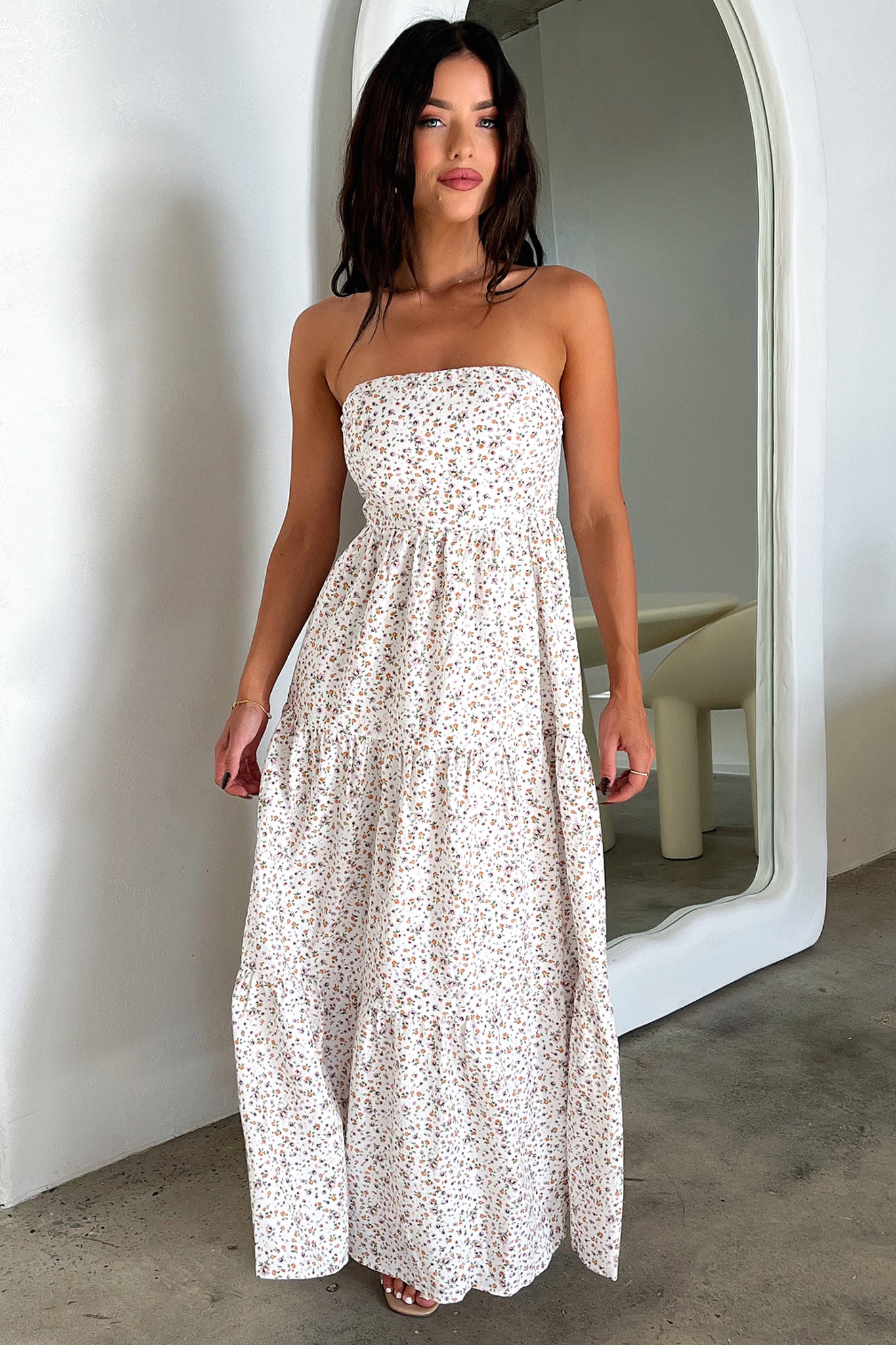 Hailey Maxi Dress - White Floral-Coutiqo