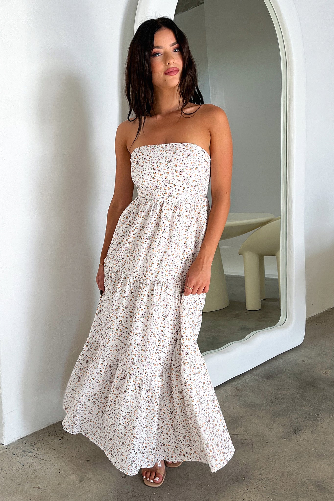 Hailey Maxi Dress - White Floral-Coutiqo
