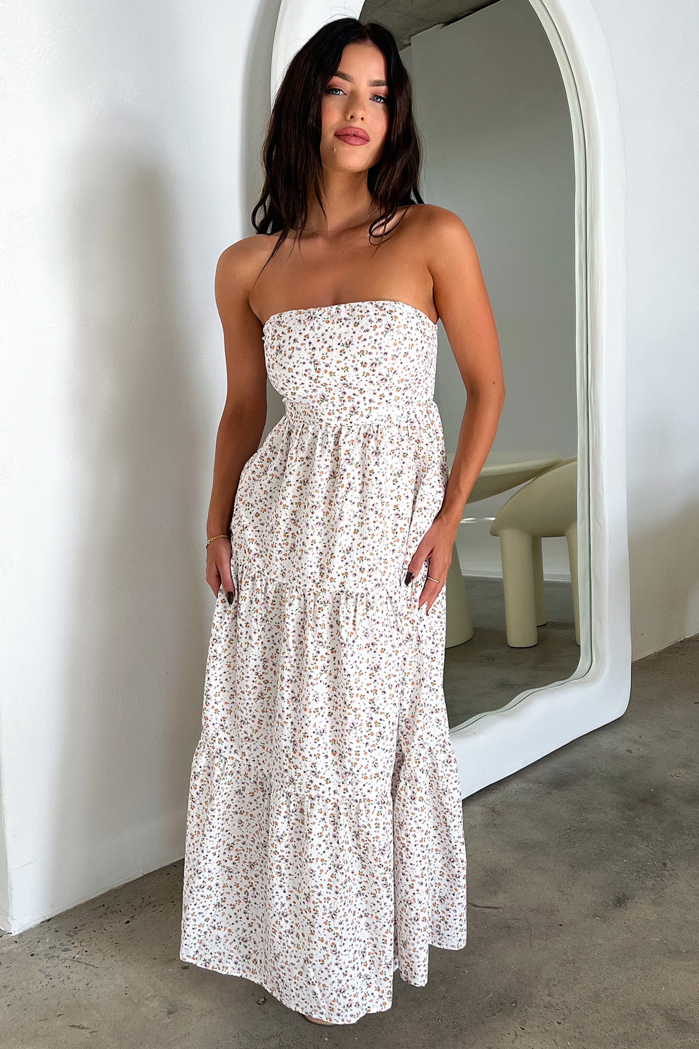 Hailey Maxi Dress - White Floral-Coutiqo