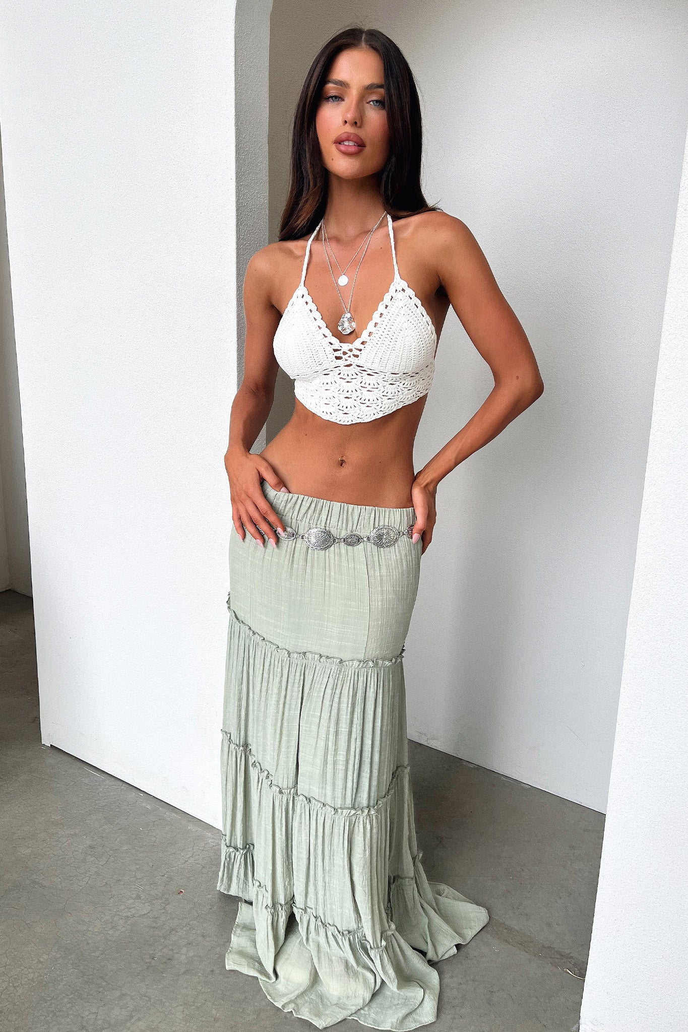 Harkee Crochet Halter Crop - White-Coutiqo