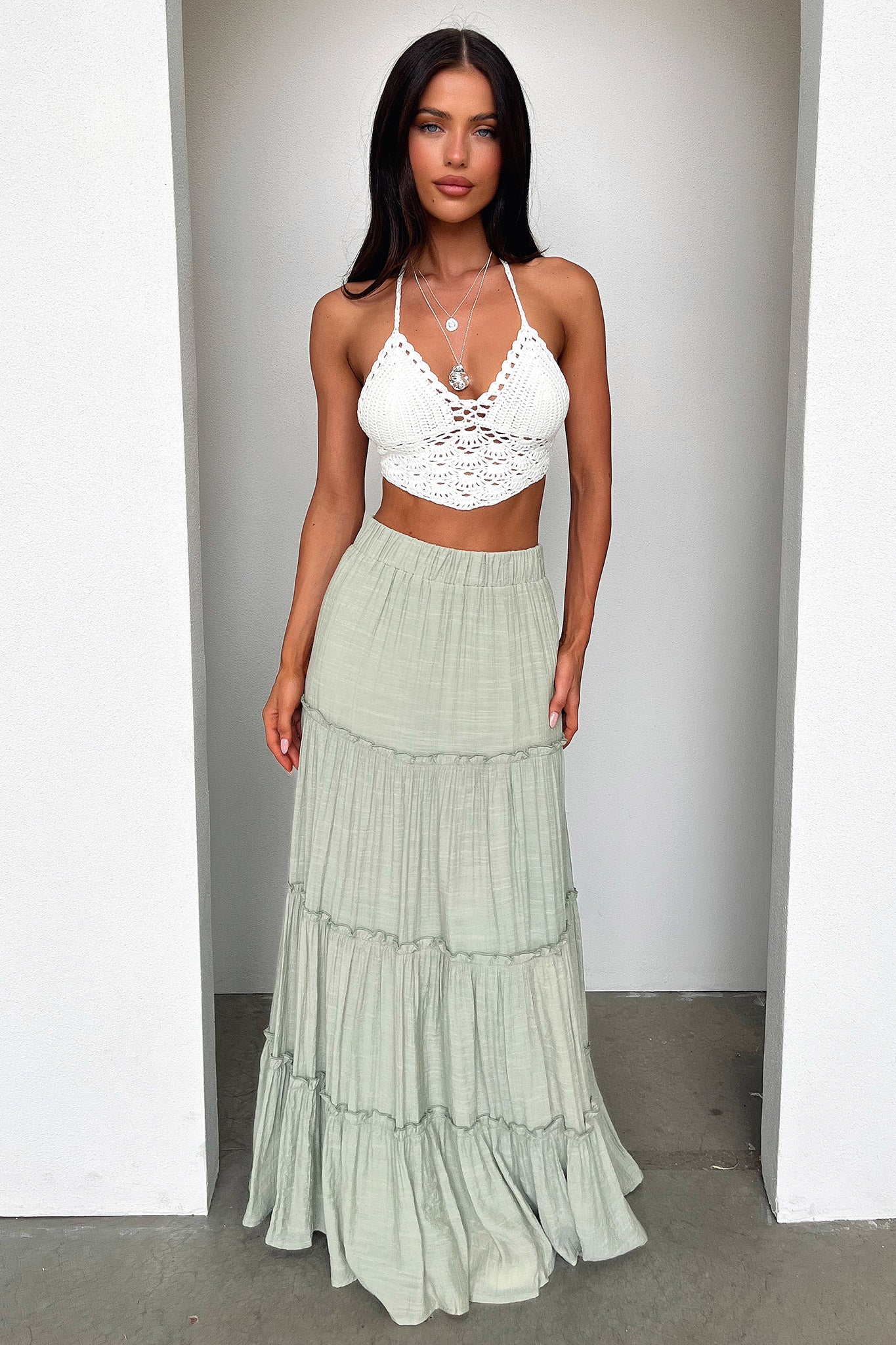 Harkee Crochet Halter Crop - White-Coutiqo