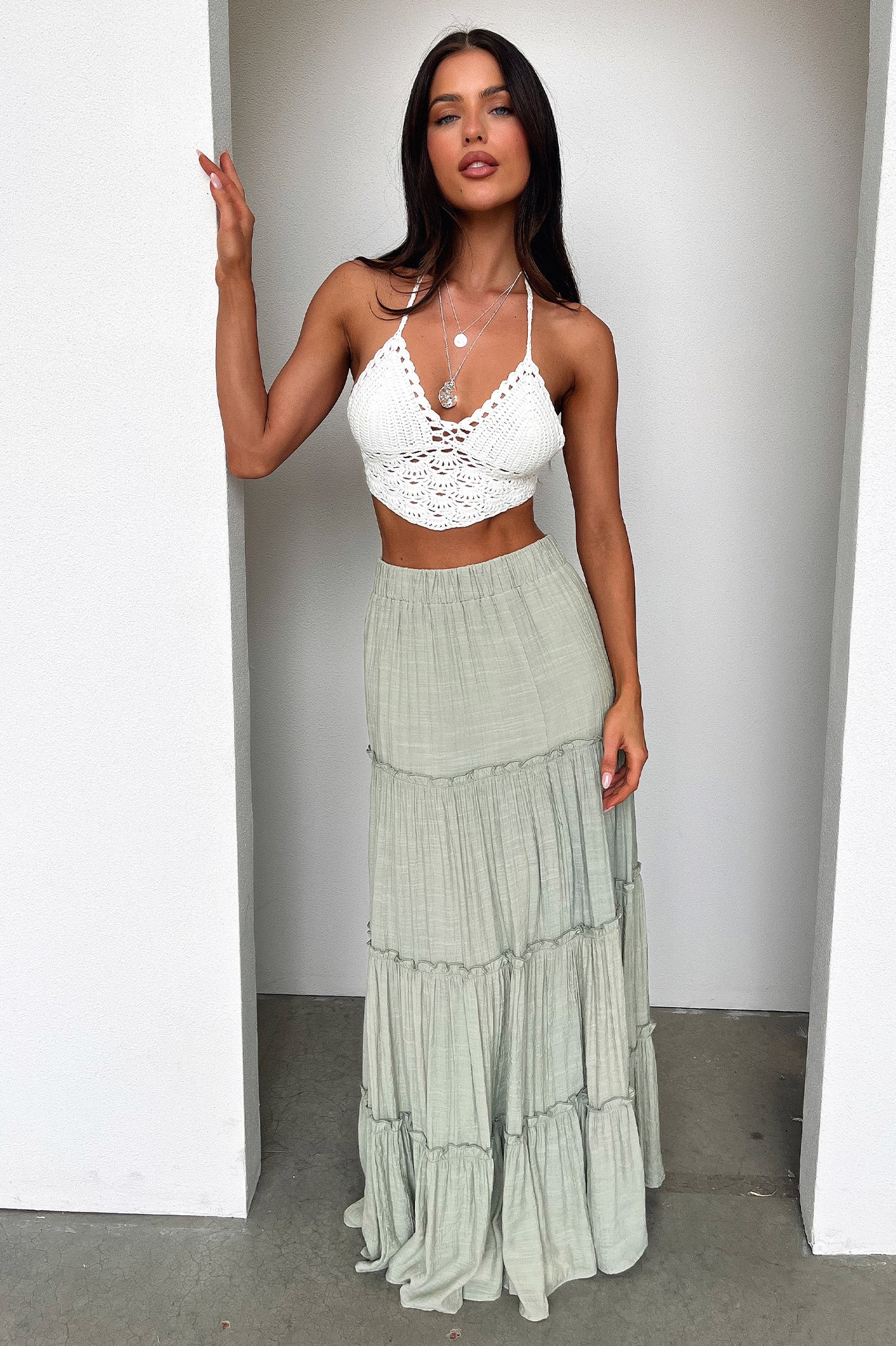 Harkee Crochet Halter Crop - White-Coutiqo