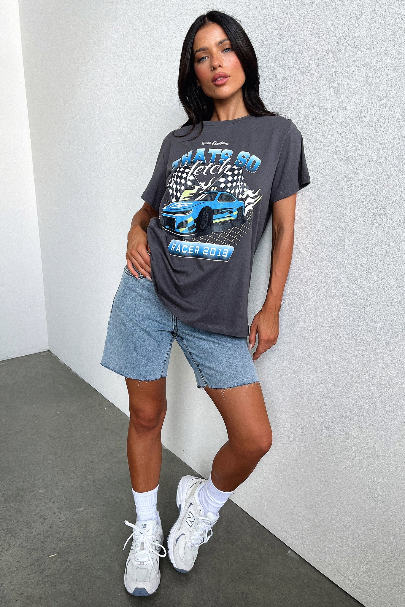 Homestretch Oversized Tee - Charcoal-Coutiqo