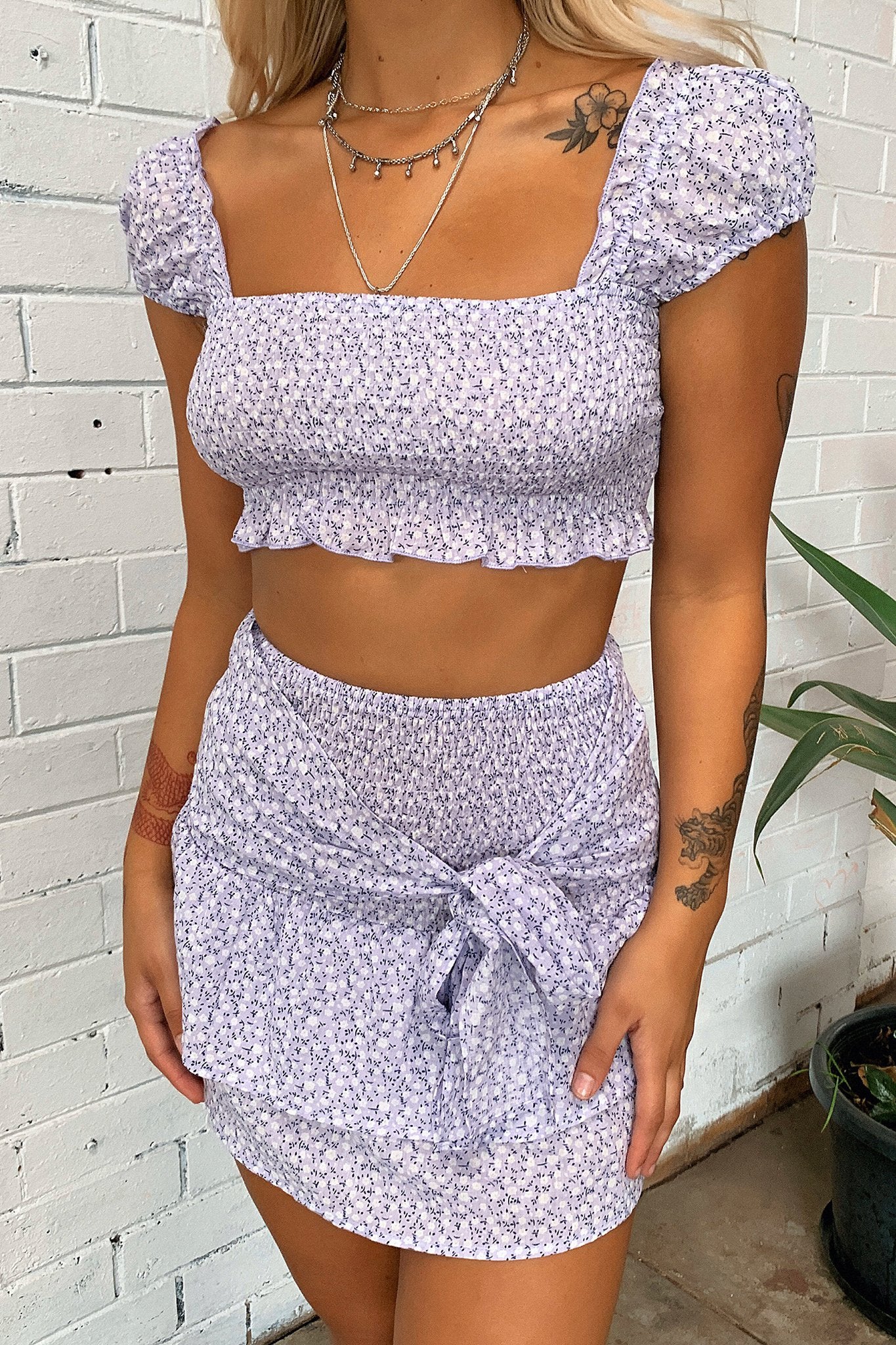 Hyrem Skirt - Lilac Floral-Coutiqo