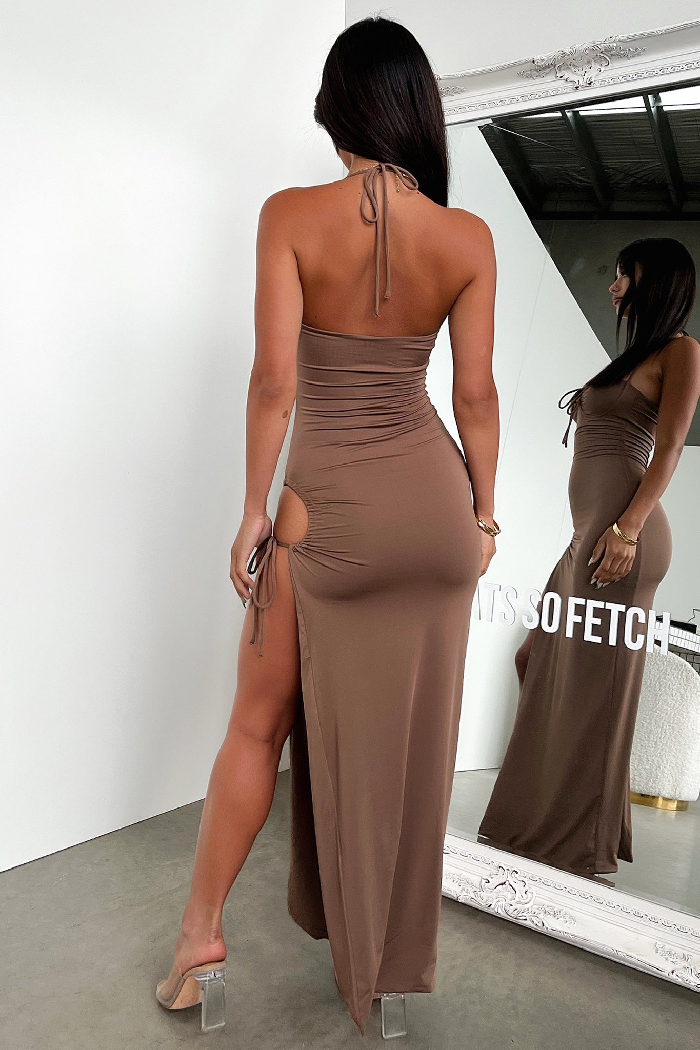 Imana Maxi Dress - Brown-Coutiqo
