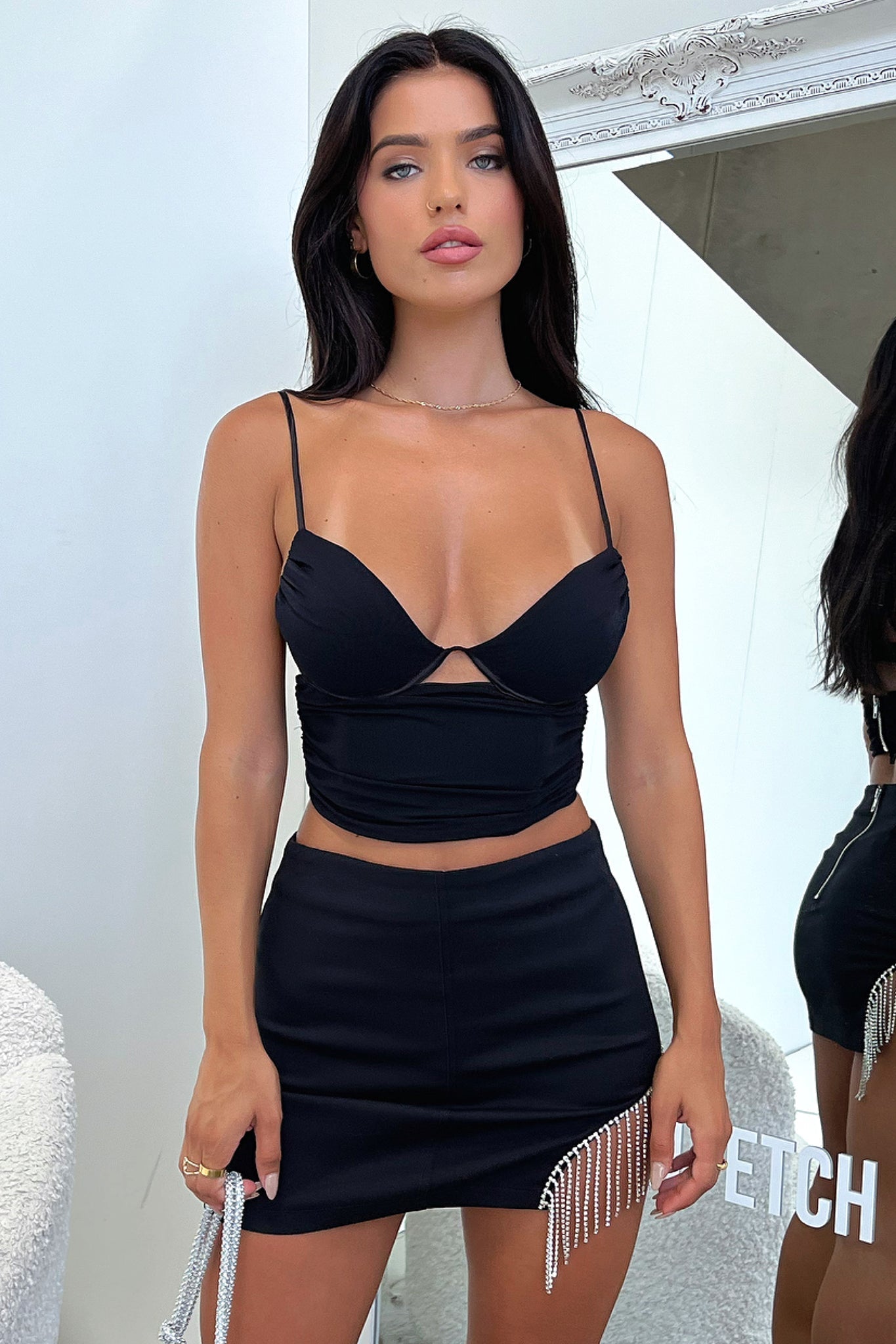 Imari Mini Skirt - Black-Coutiqo