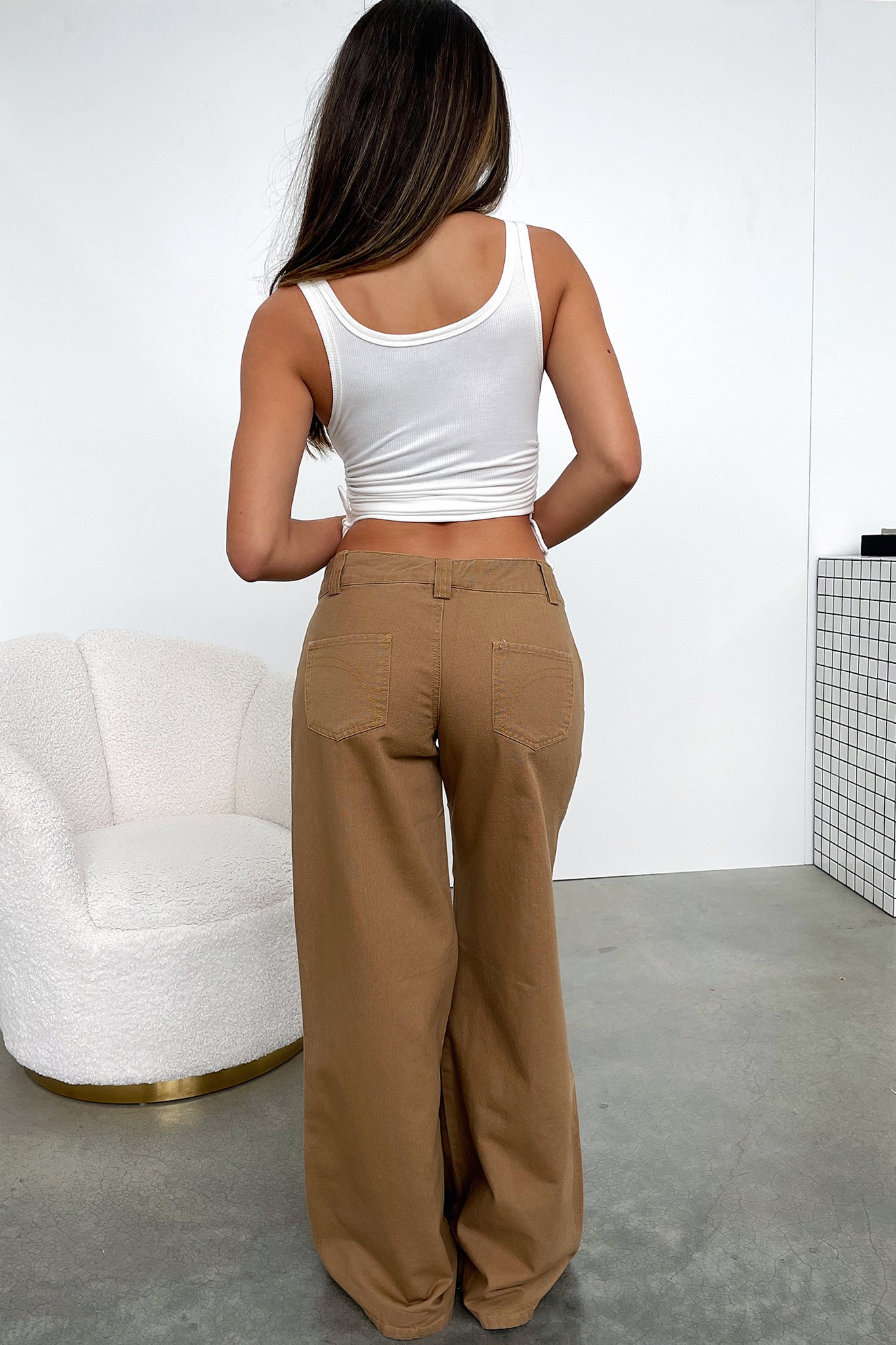 Indi Wide Leg Pants - Brown-Coutiqo