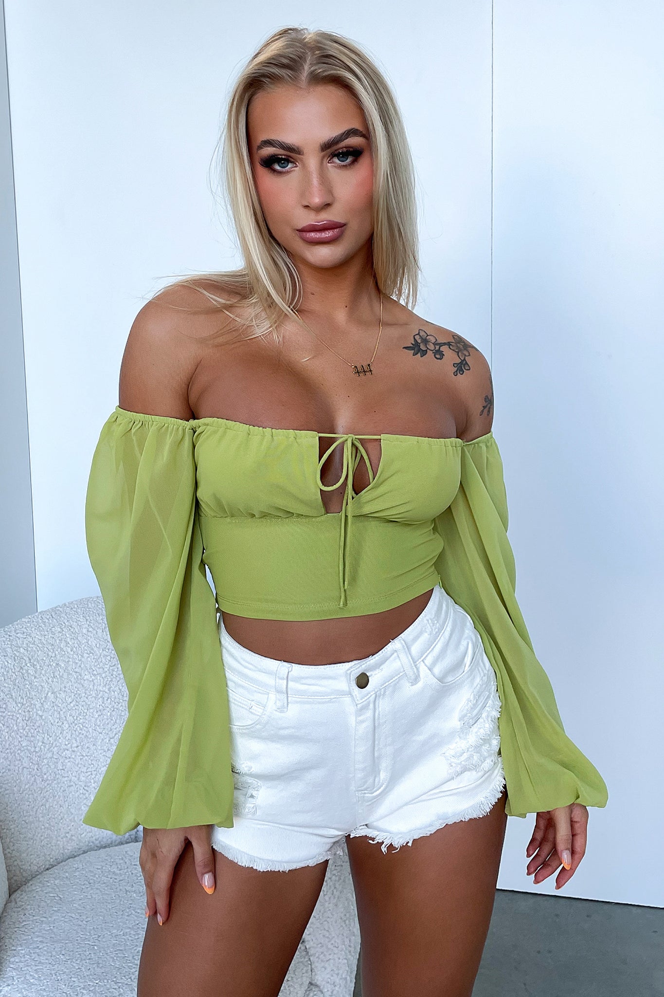 Inez Crop - Green-Coutiqo
