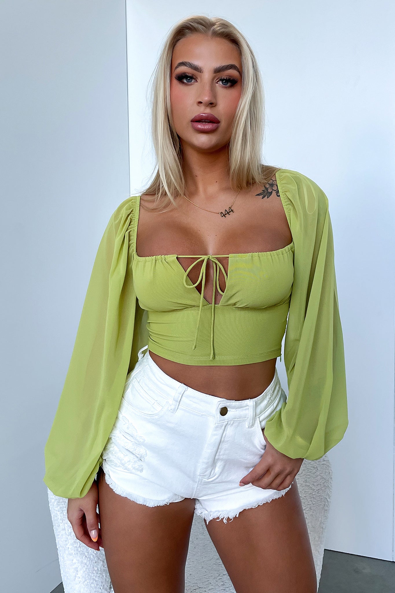 Inez Crop - Green-Coutiqo