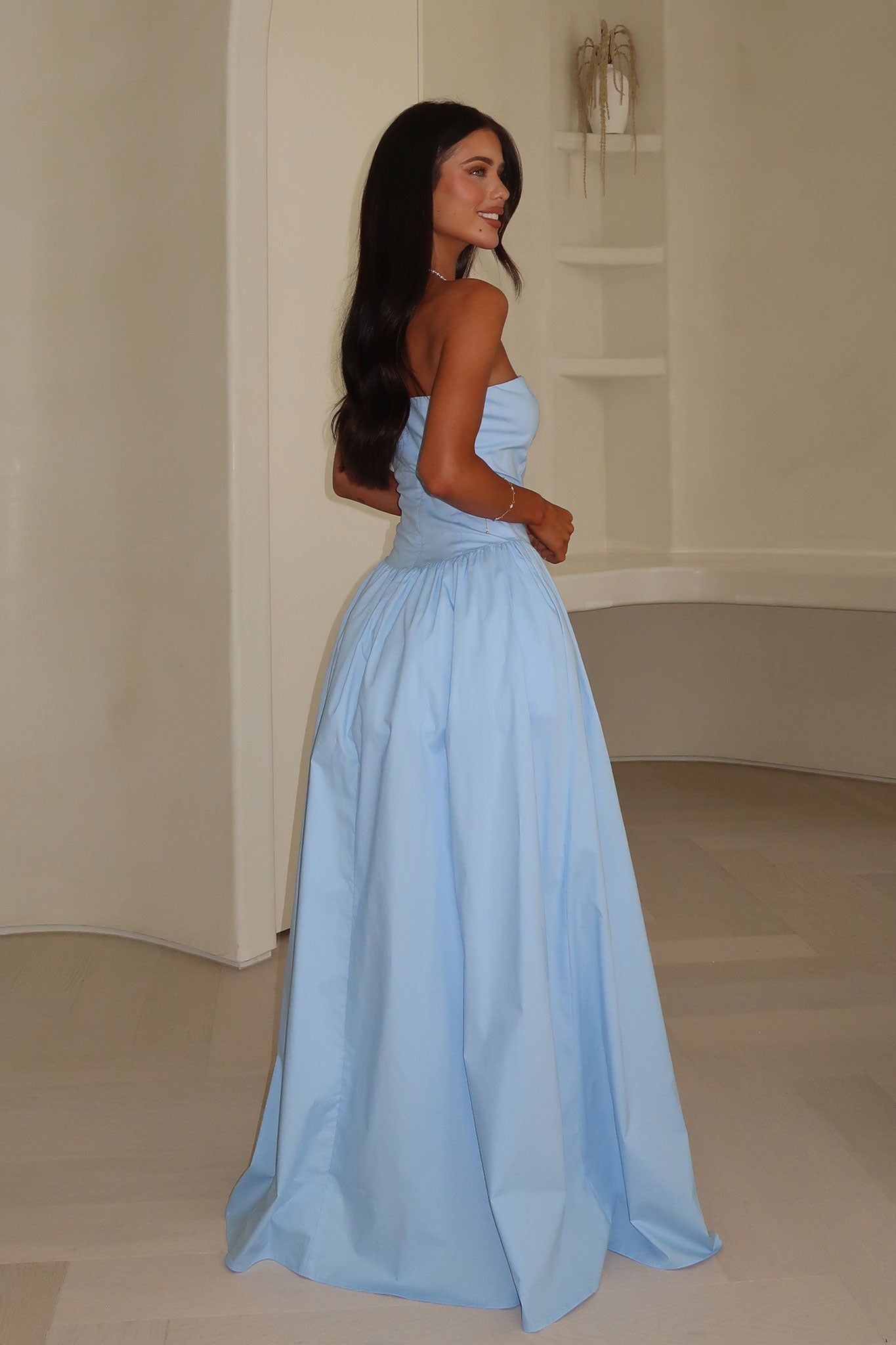 Iridessa Strapless Maxi Dress - Baby Blue-Coutiqo