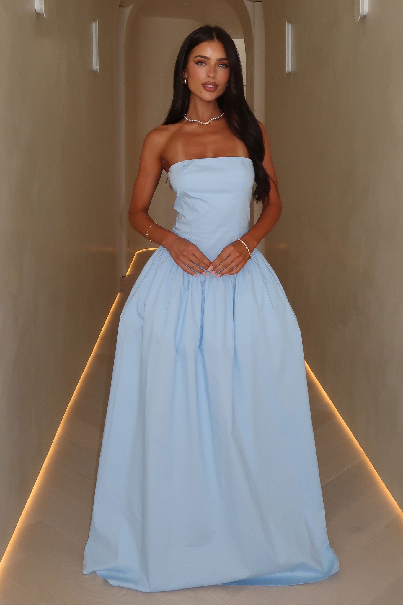 Iridessa Strapless Maxi Dress - Baby Blue-Coutiqo