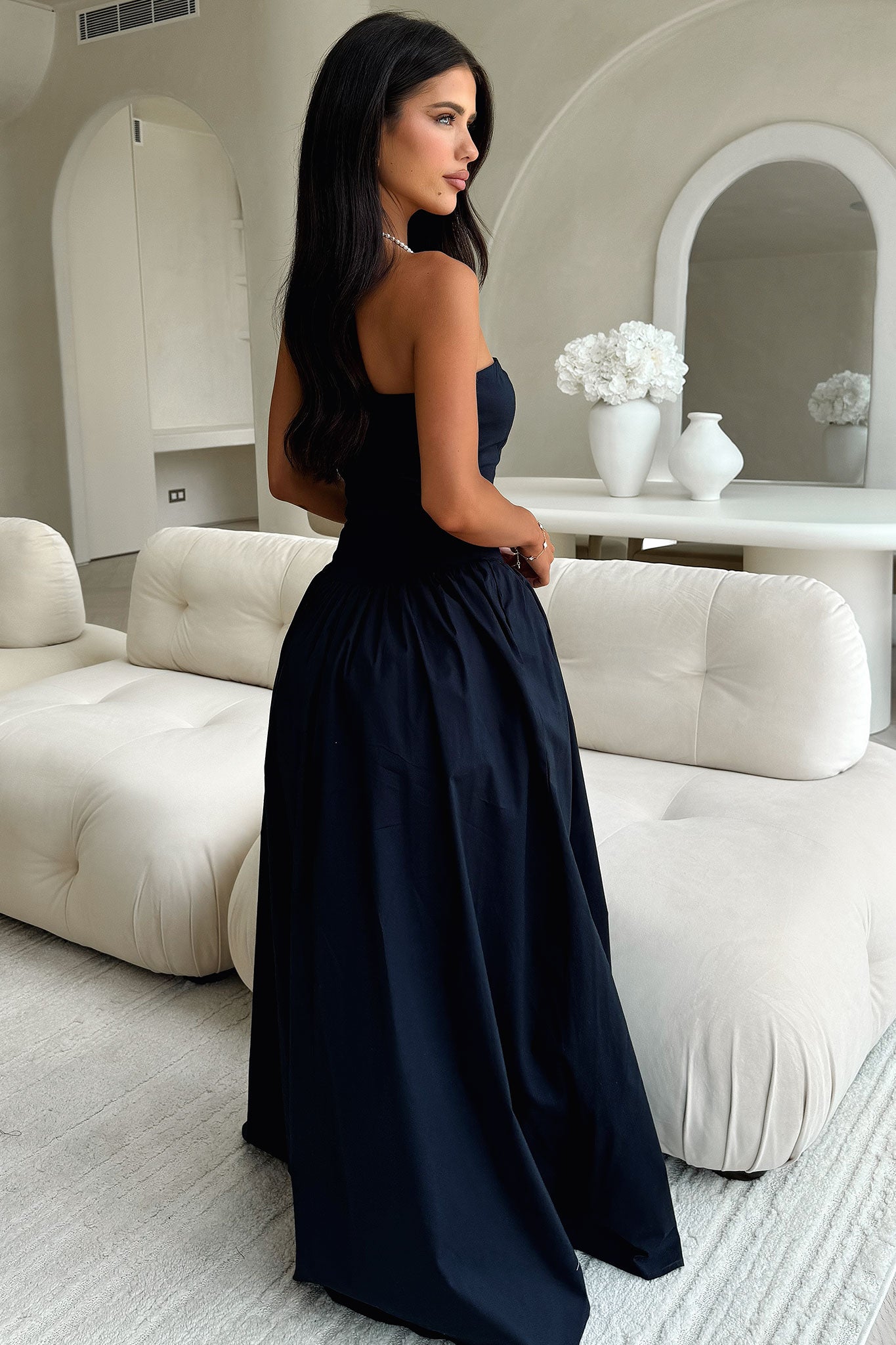 Iridessa Strapless Maxi Dress - Navy-Coutiqo