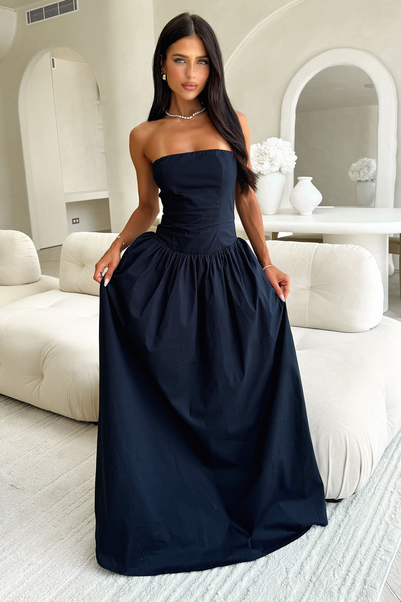 Iridessa Strapless Maxi Dress - Navy-Coutiqo