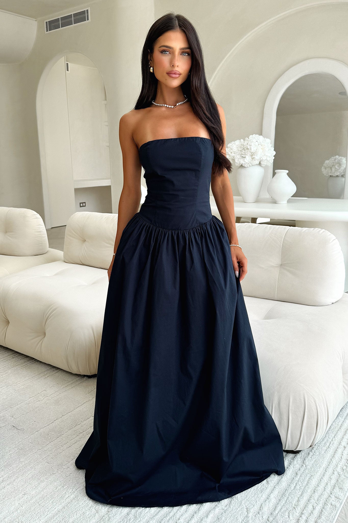 Iridessa Strapless Maxi Dress - Navy-Coutiqo