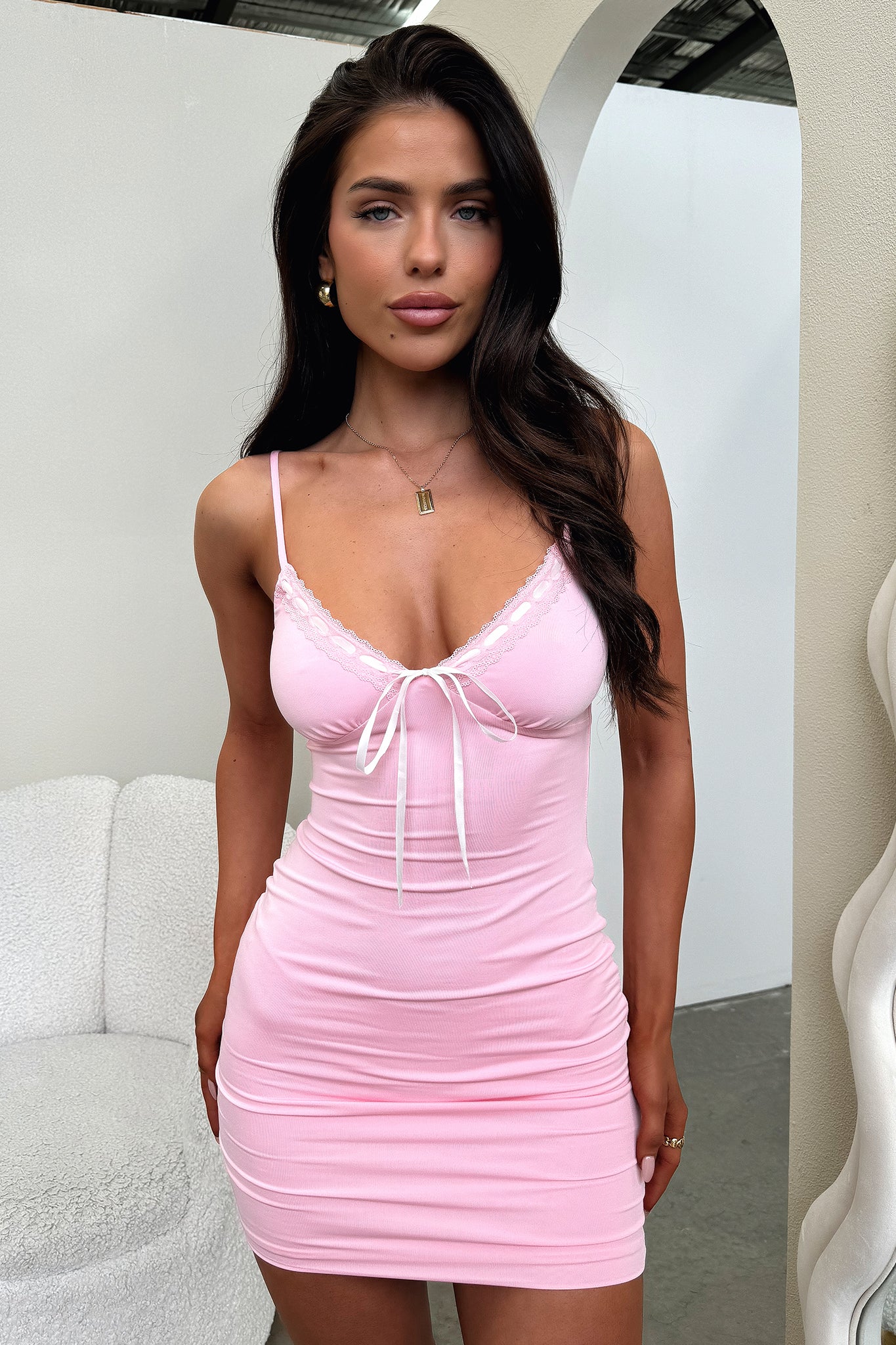 Jaylah Mini Dress - Baby Pink-Coutiqo