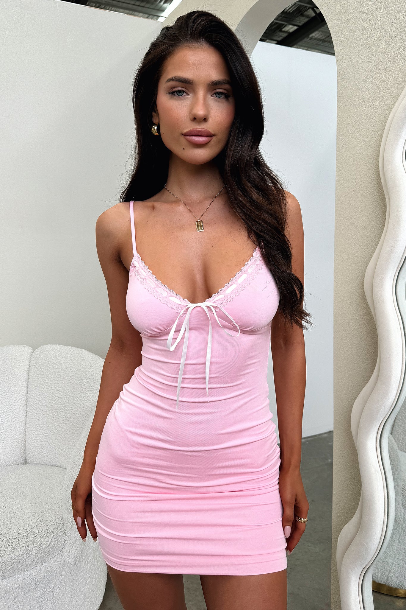 Jaylah Mini Dress - Baby Pink-Coutiqo