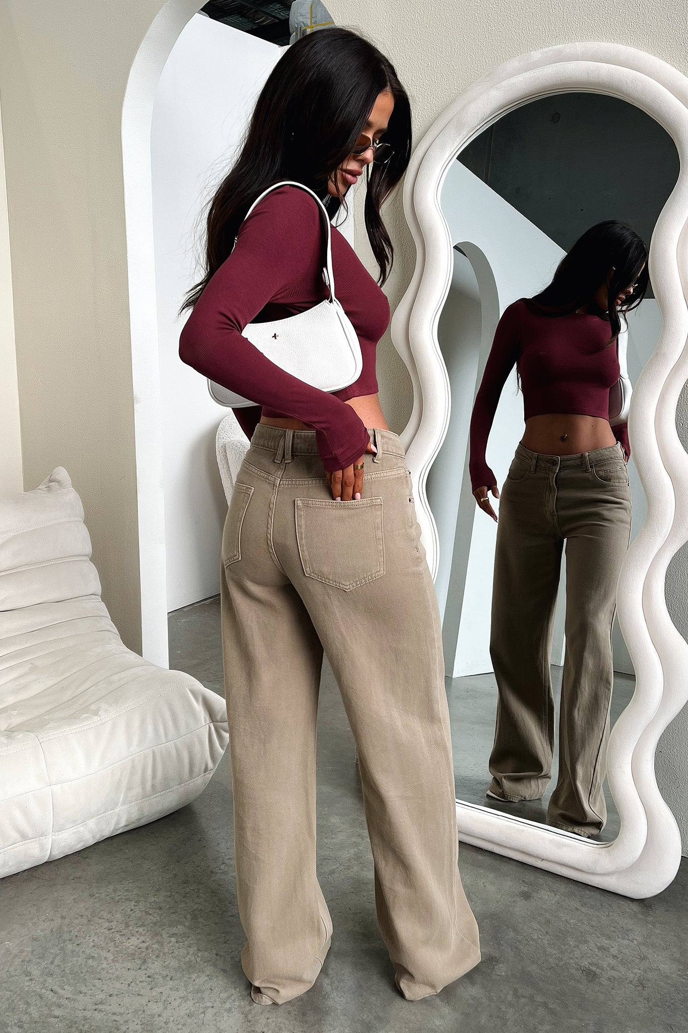 Jaylee Long Sleeve Baby Tee - Wine-Coutiqo