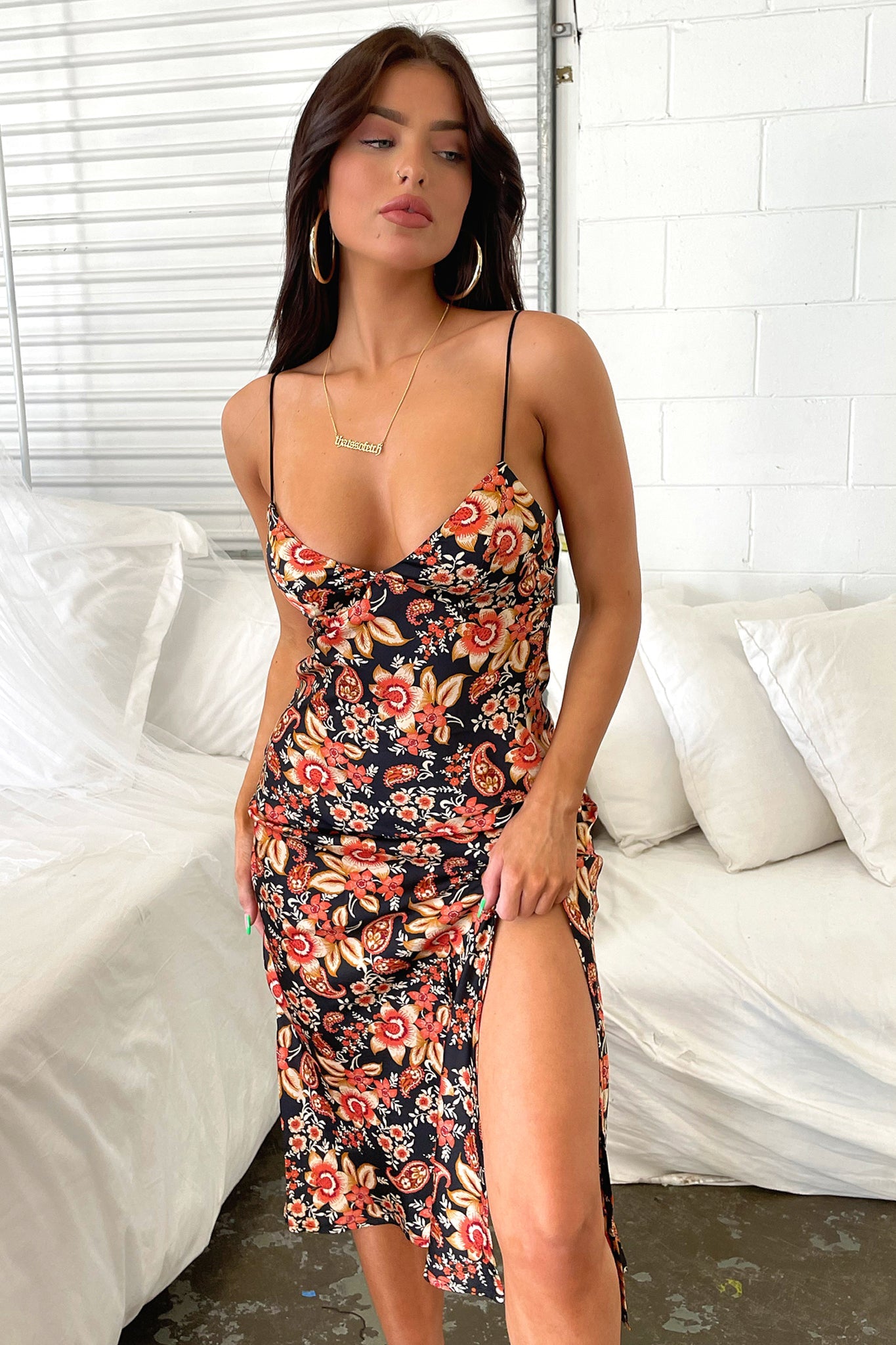 Jennifer Dress - Black Floral-Coutiqo