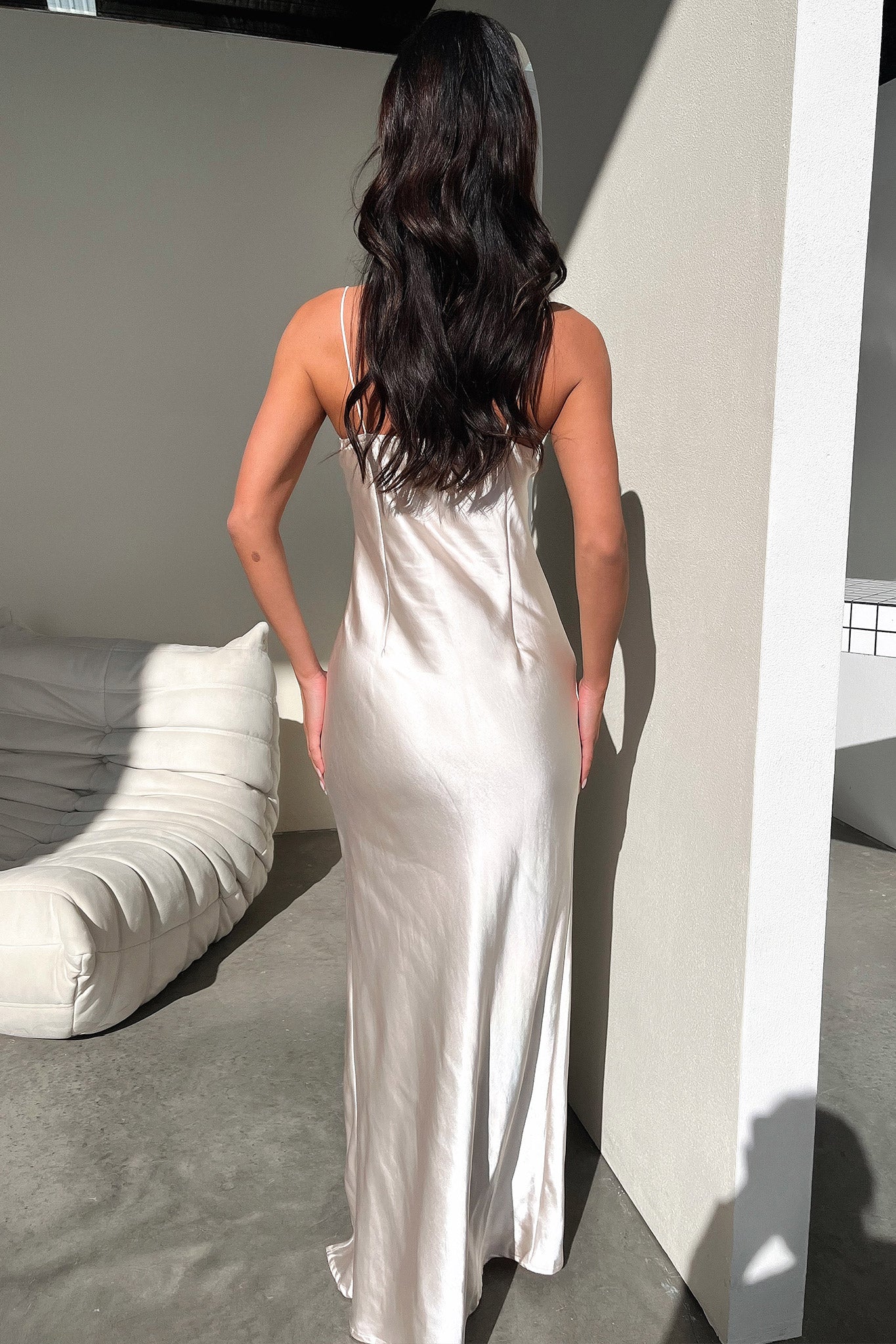 Jennifer Satin Maxi Dress - Champagne-Coutiqo