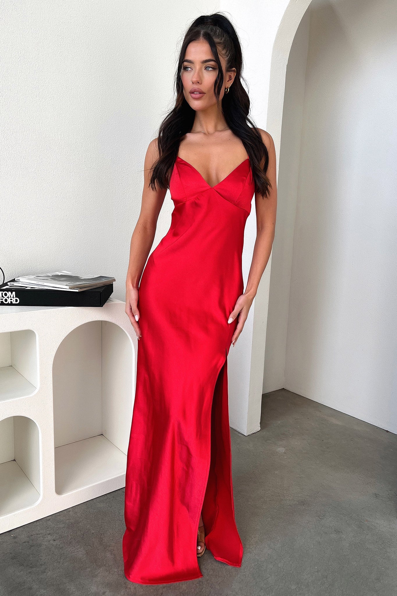 Jennifer Maxi Dress - Red-Coutiqo