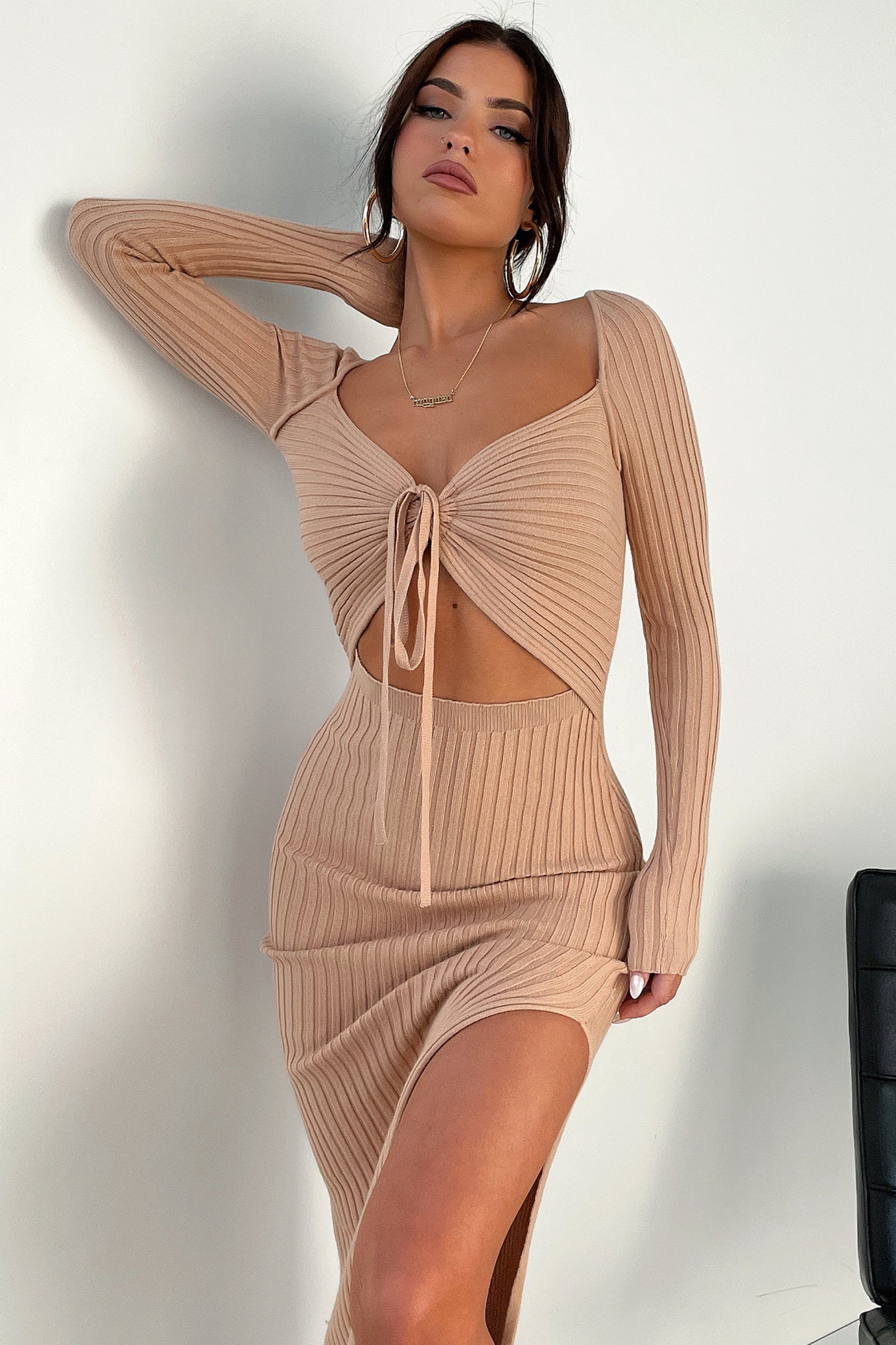 Julius Midi Dress - Tan-Coutiqo