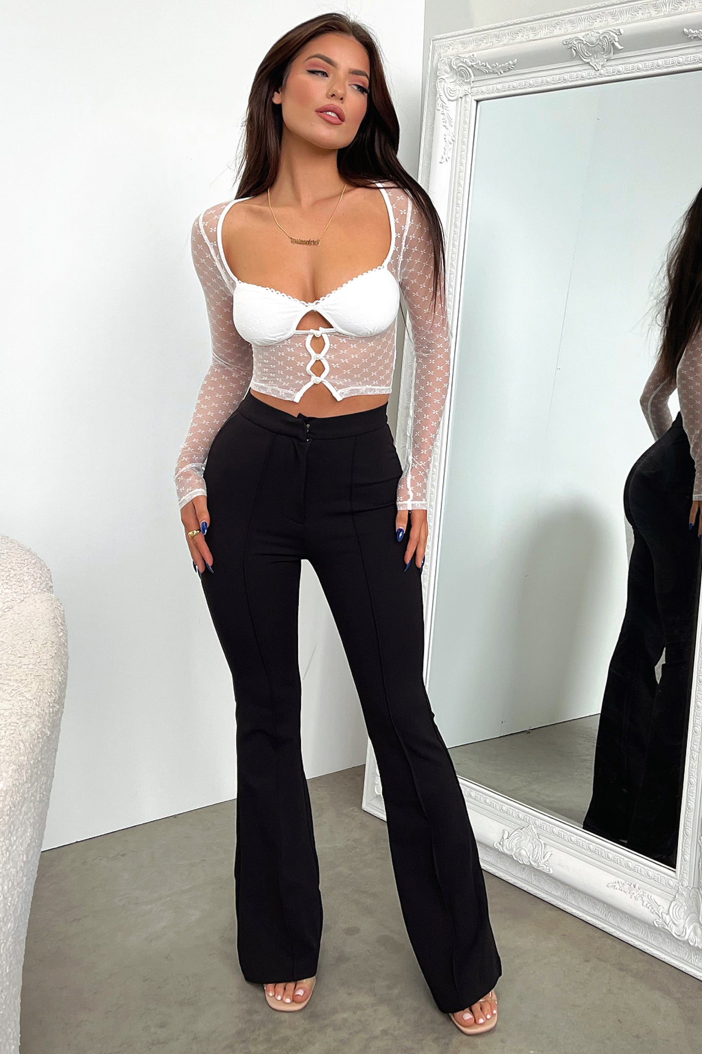 Kacey Long Sleeve Top - White-Coutiqo