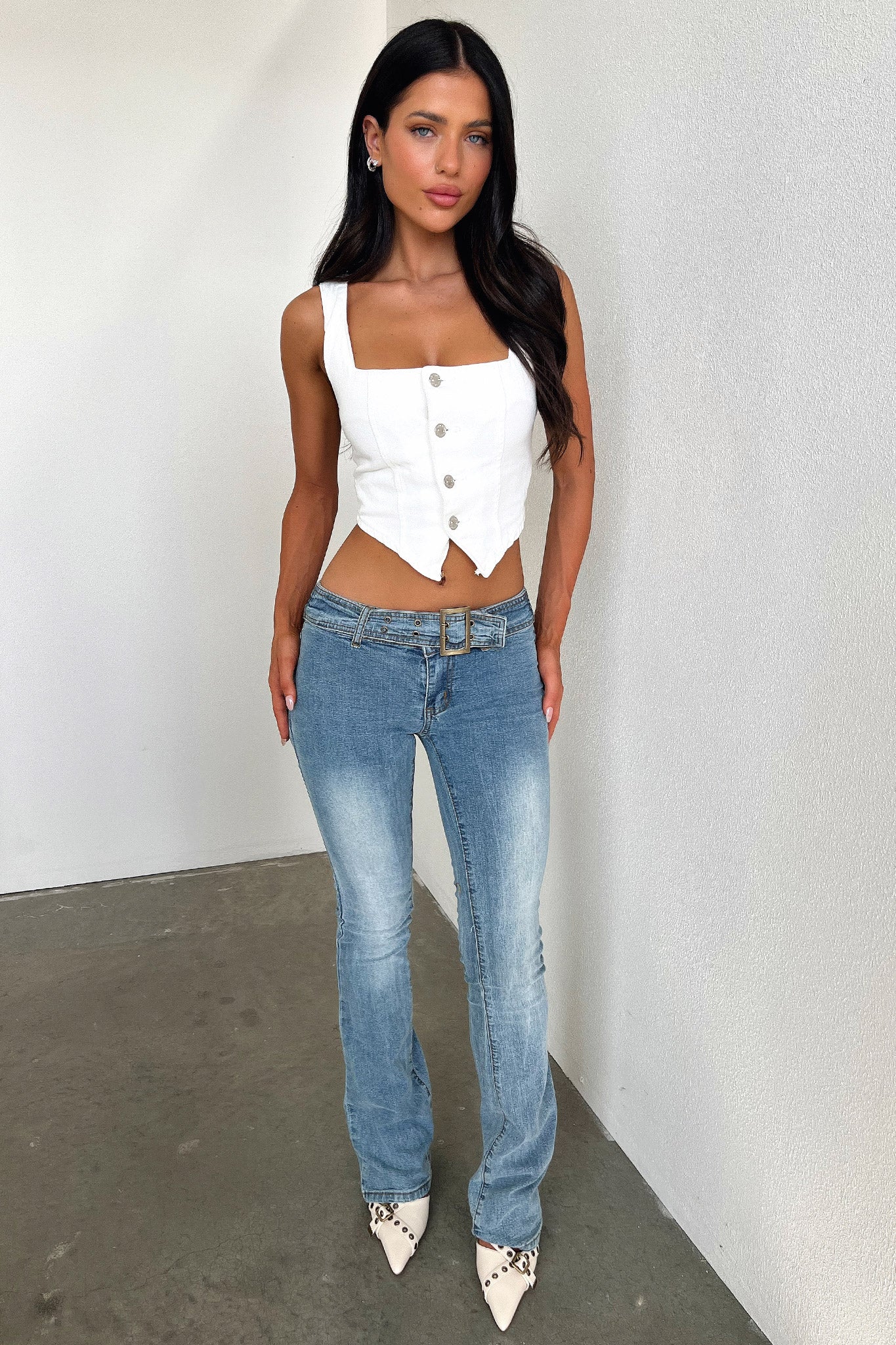 Kayson Low Rise Jeans - Blue-Coutiqo