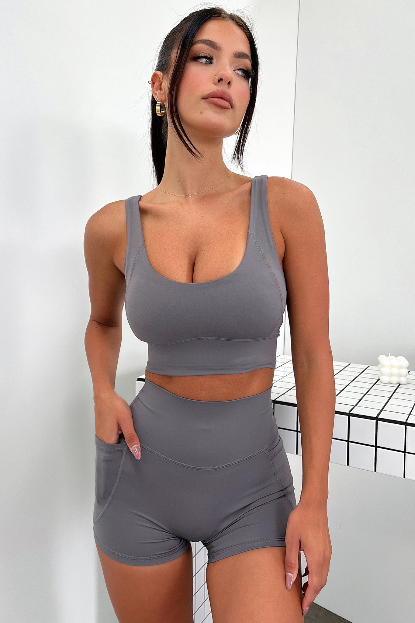Kian Bike Shorts - Grey-Coutiqo
