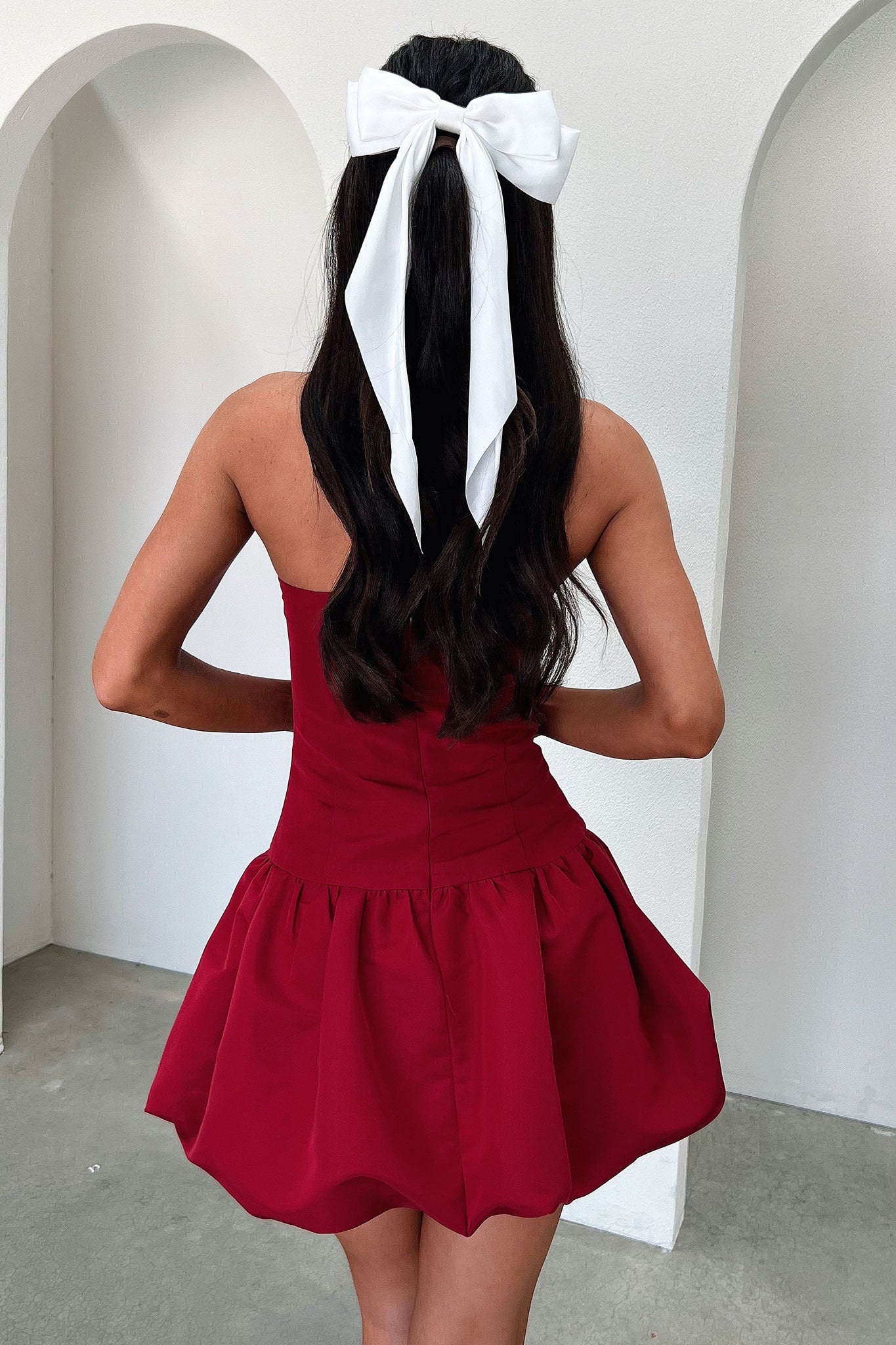 Kloe Bubble Skirt Strapless Mini Dress - Burgundy-Coutiqo