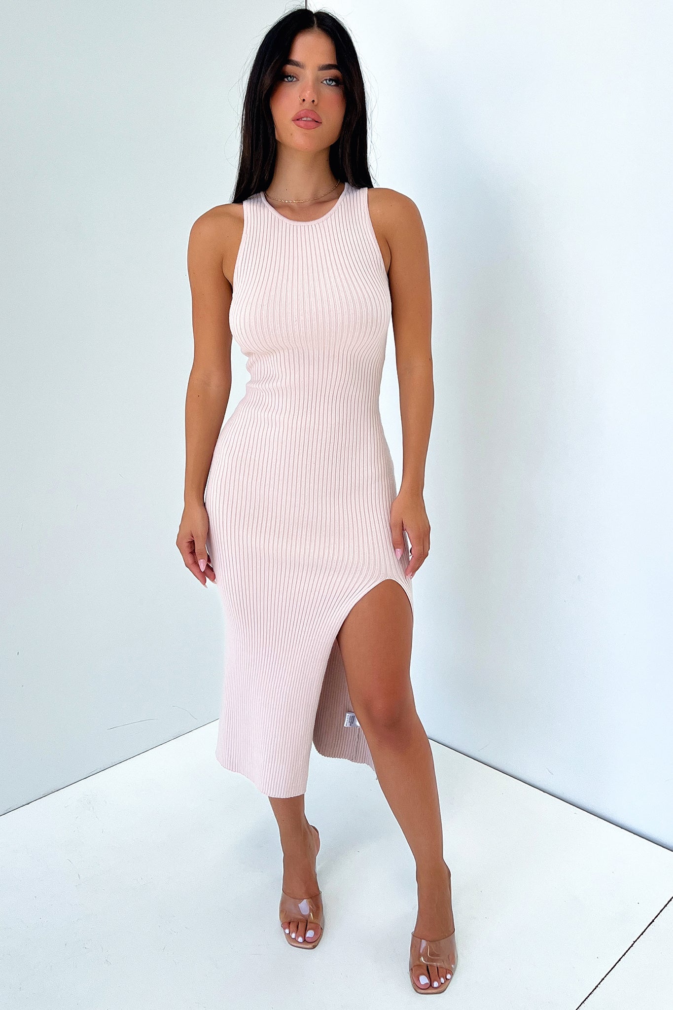 Geniva Midi Dress - Beige-Coutiqo