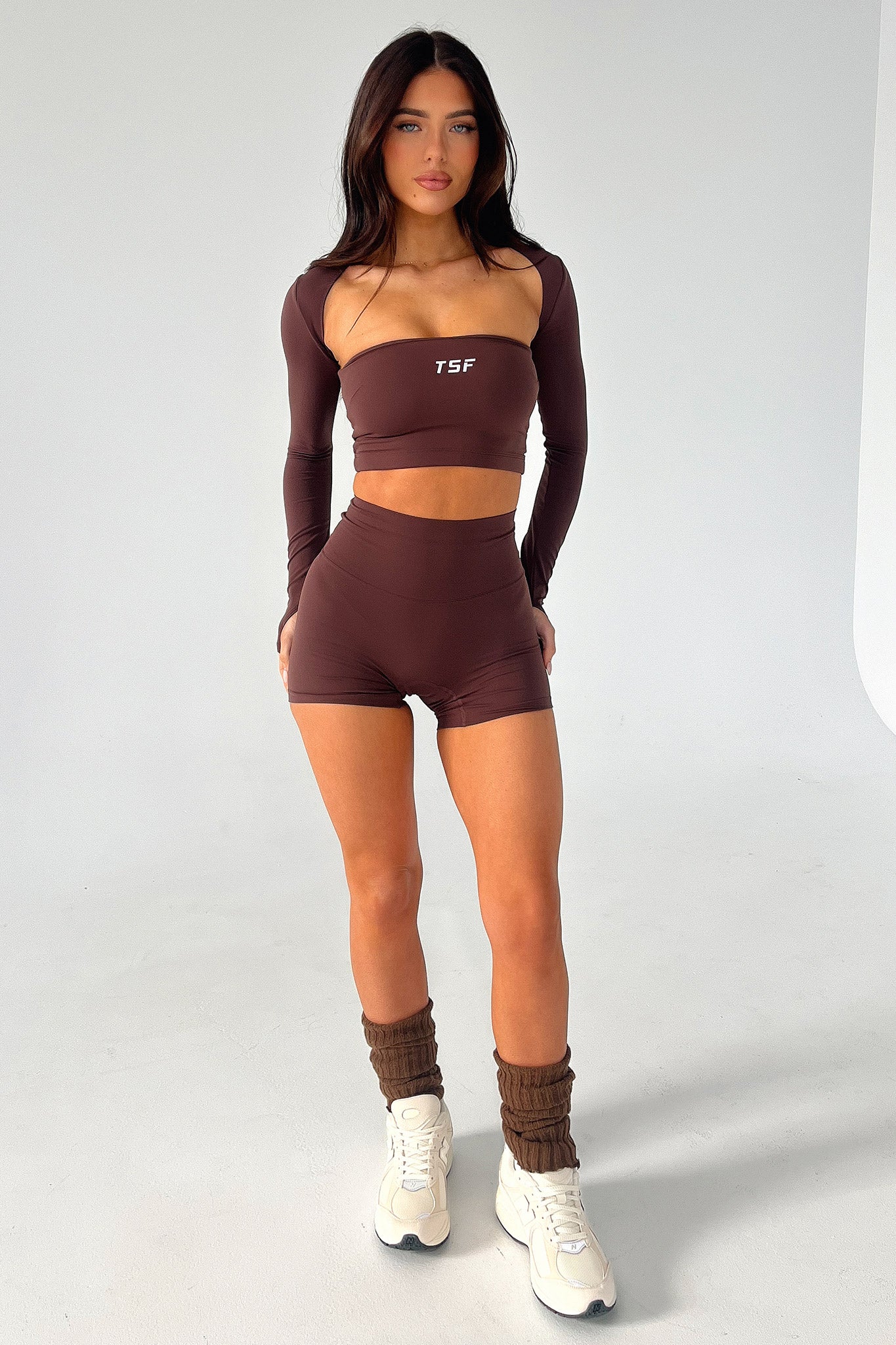 Koda Strapless Crop - Brown-Coutiqo