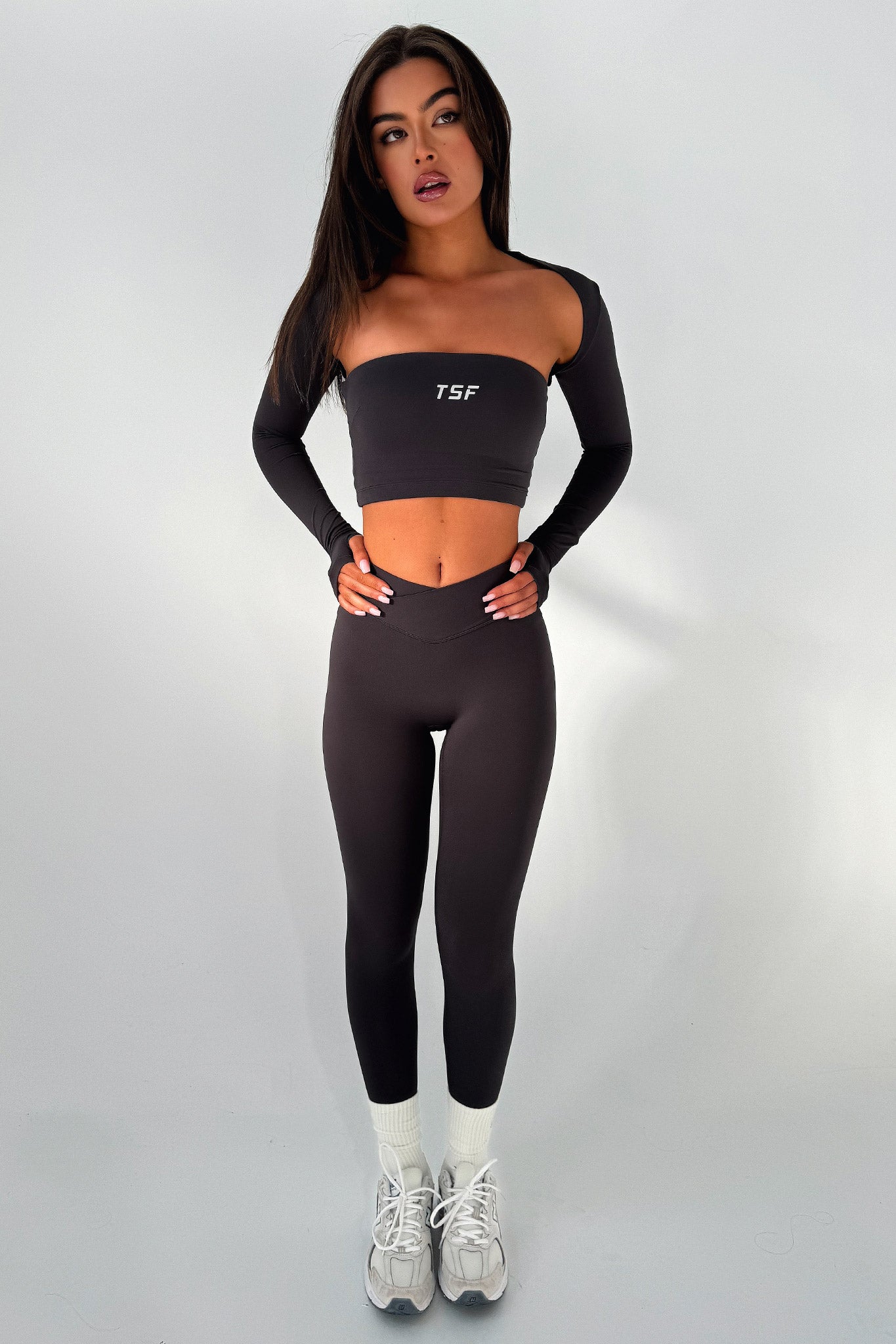 Koda Strapless Crop - Grey-Coutiqo