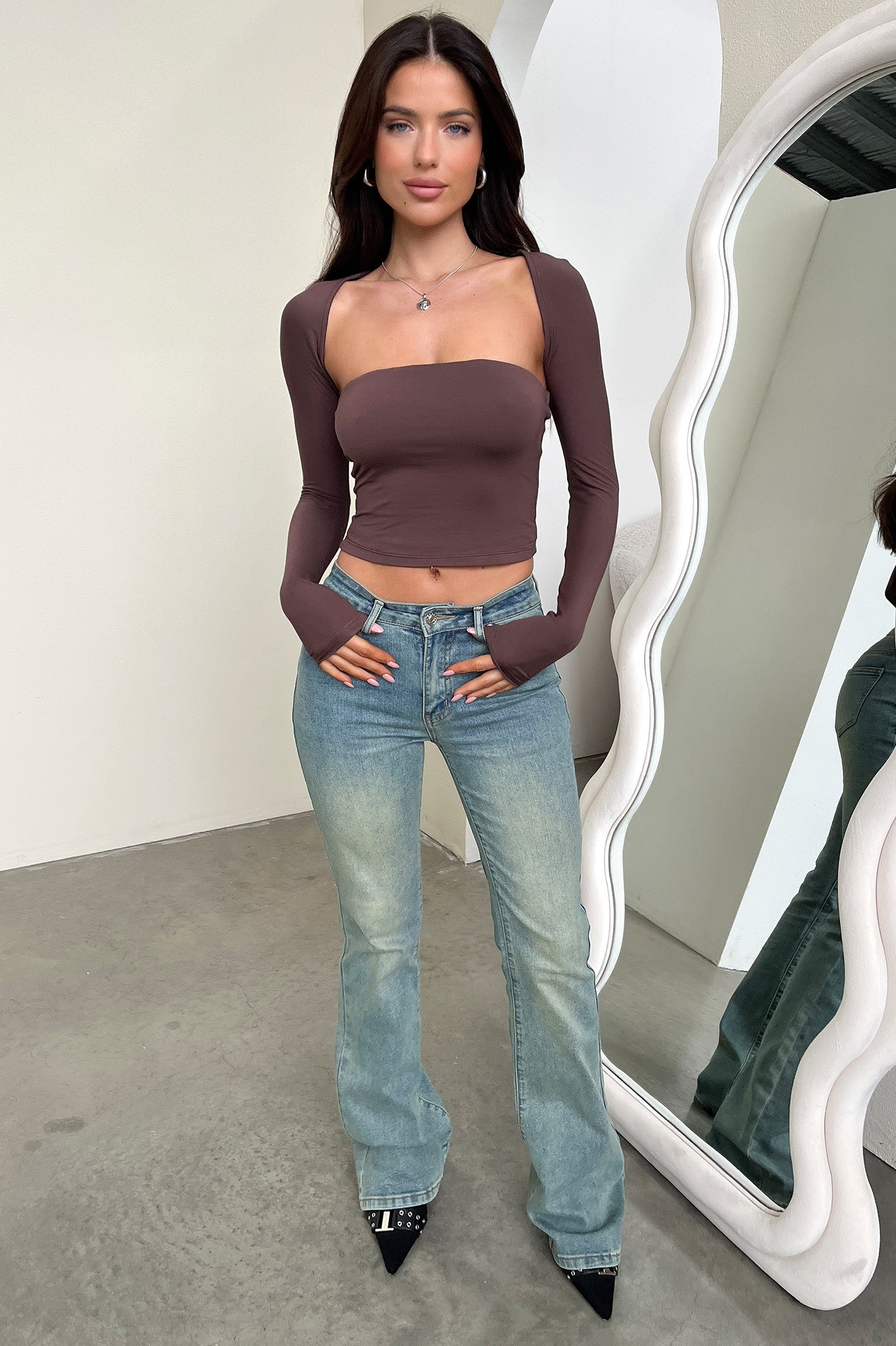 Krystal Top and Bolero - Brown-Coutiqo