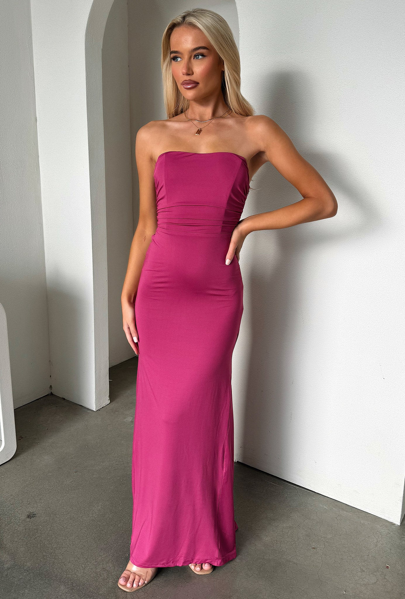 Lahara Maxi Dress - Burgundy-Coutiqo