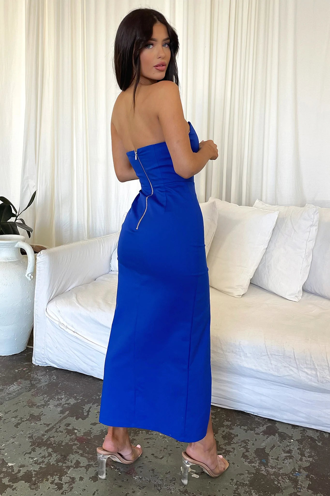 Lane Strapless Maxi Dress - Royal Blue-Coutiqo