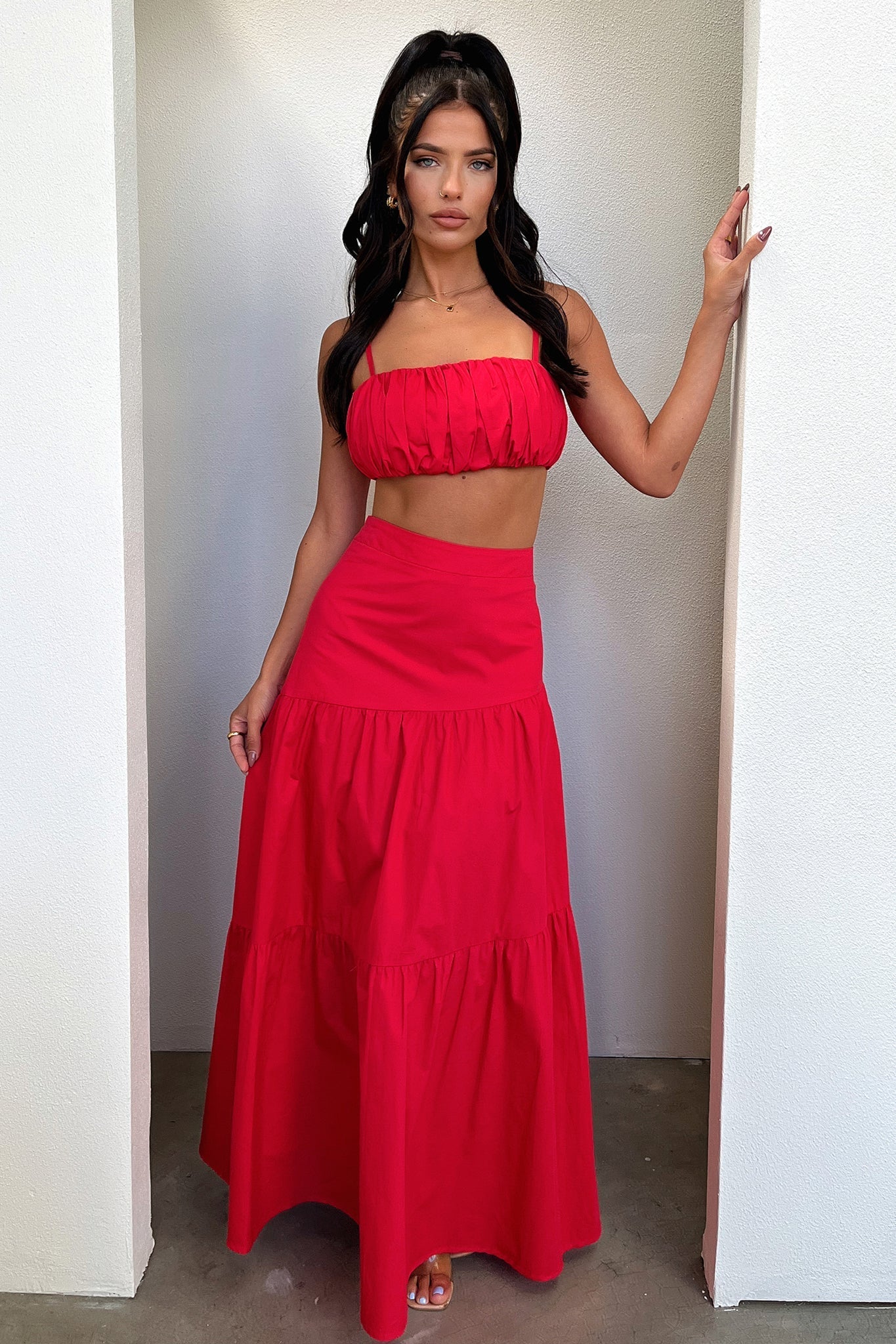 Lateisha Crop - Red-Coutiqo