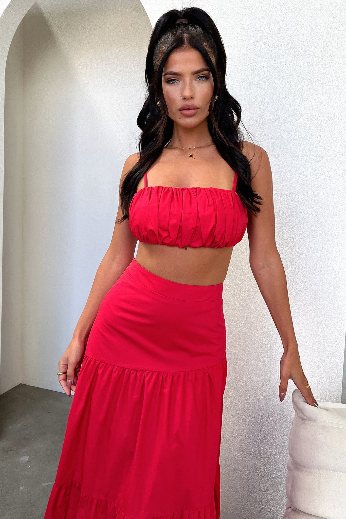 Lateisha Crop - Red-Coutiqo