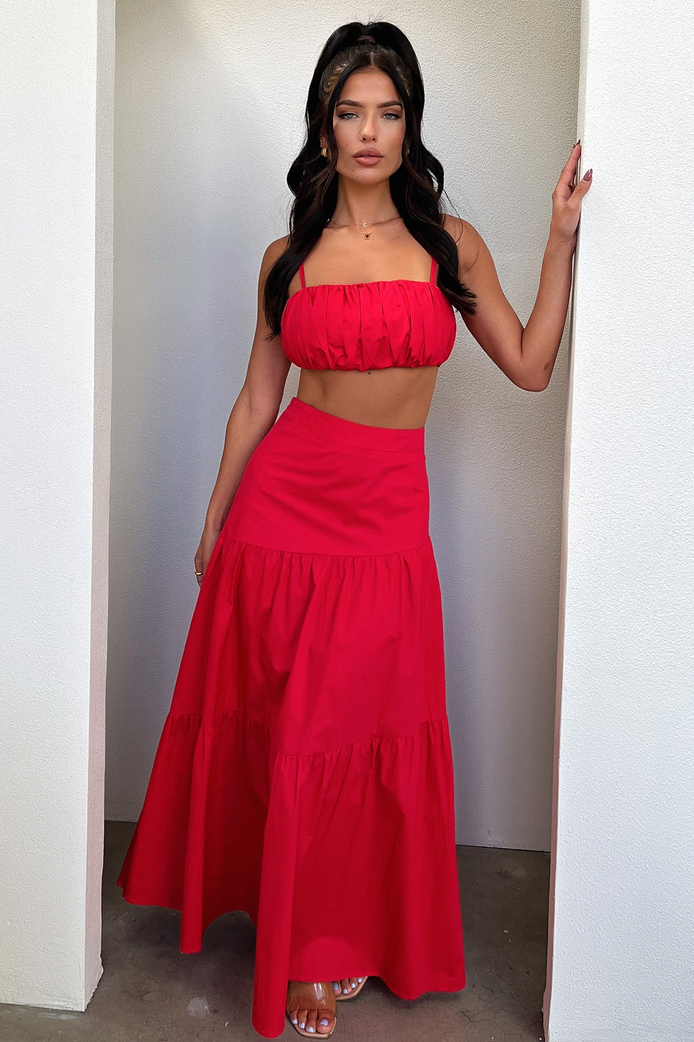 Lateisha Crop - Red-Coutiqo