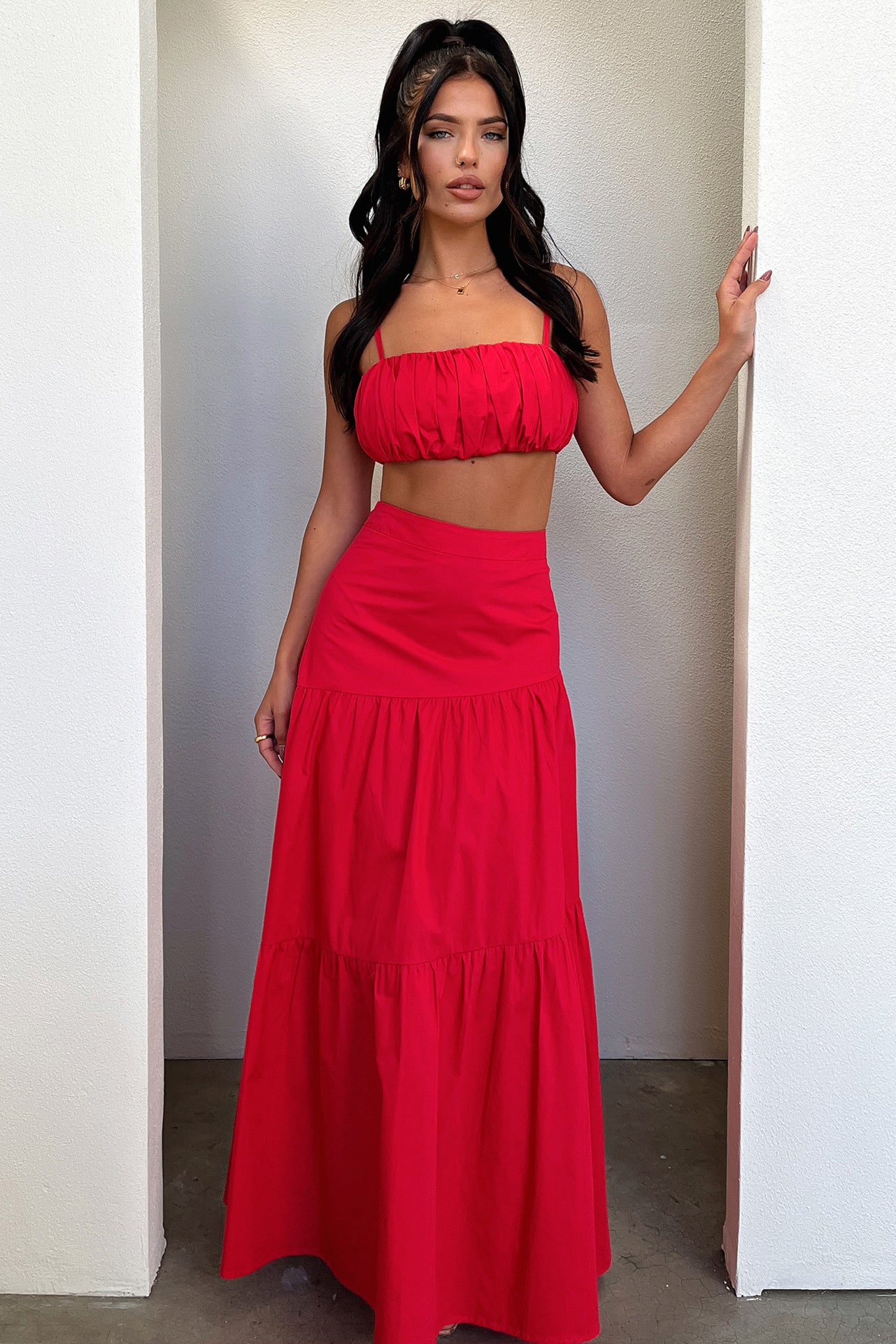 Lateisha Crop - Red-Coutiqo